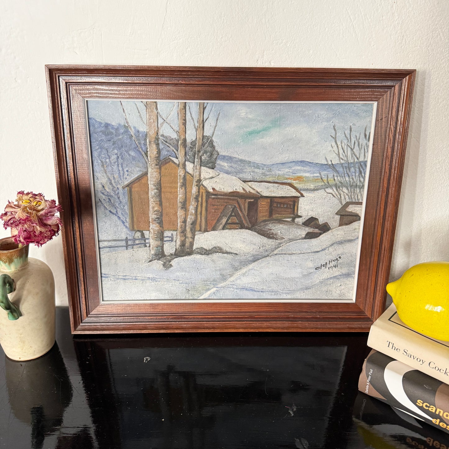 Winter Silence 1941. Vintage Swedish Oil Painting.