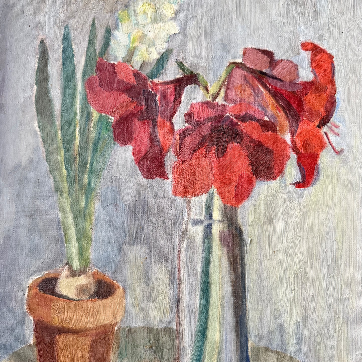 Amaryllis 1948. Vintage Swedish Oil Painting.