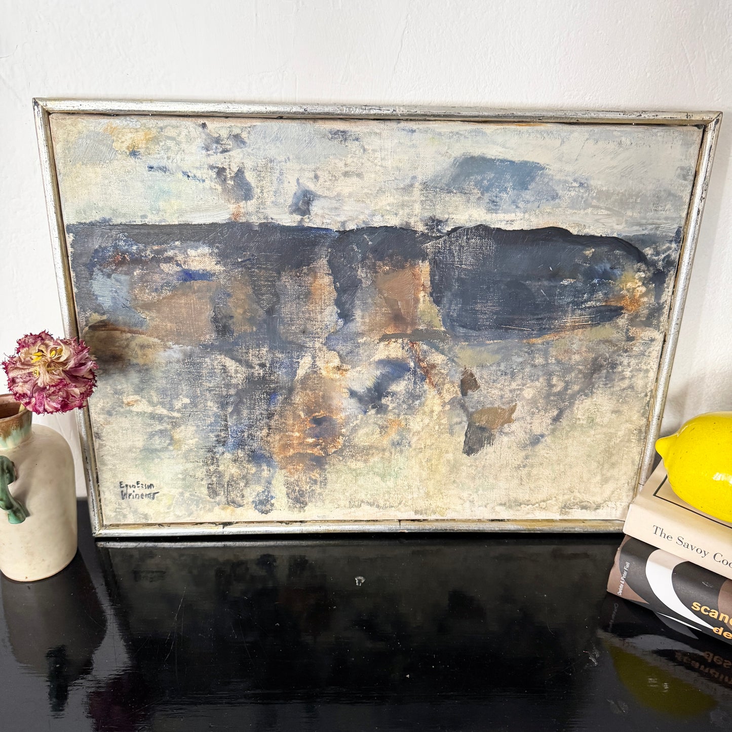 Frostveil. Vintage Swedish Abstract Expressionist Oil Painting.