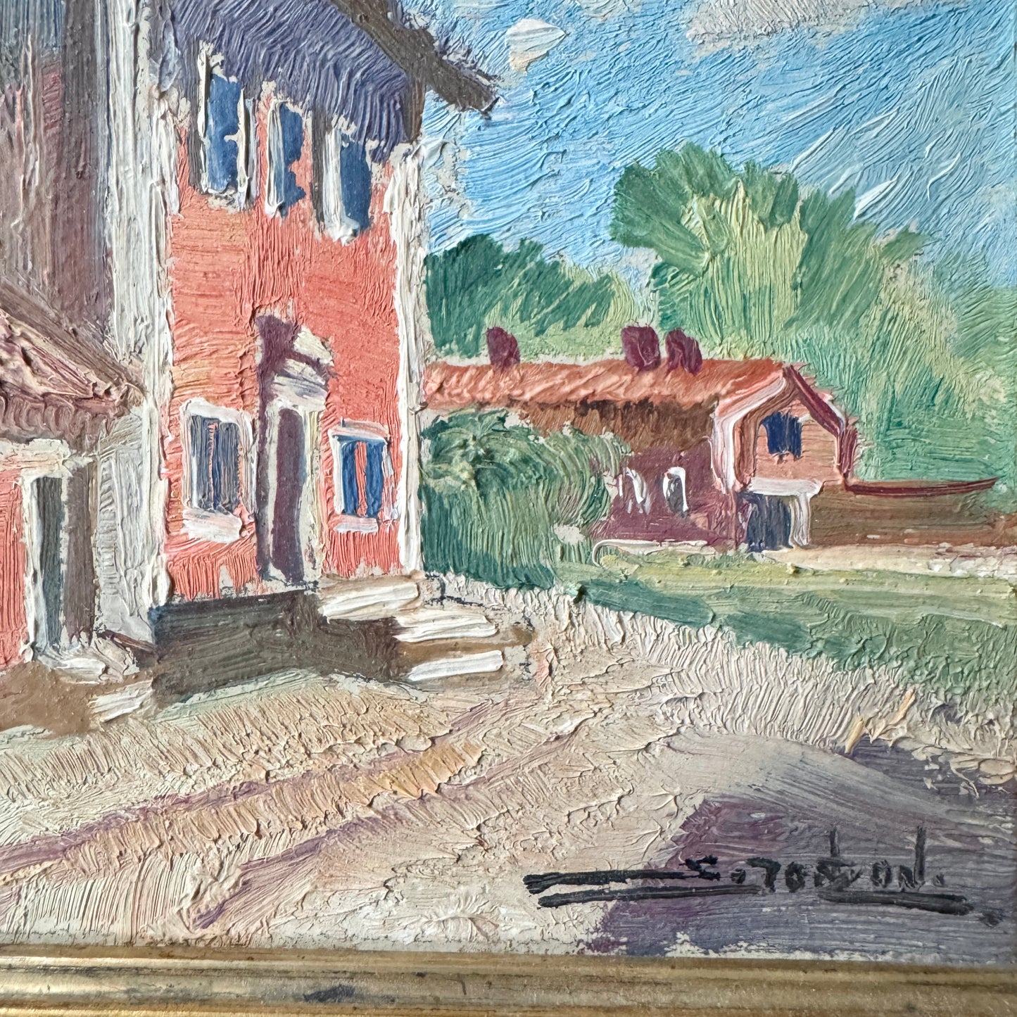 Tradition in Red. Vintage Swedish Oil Painting.