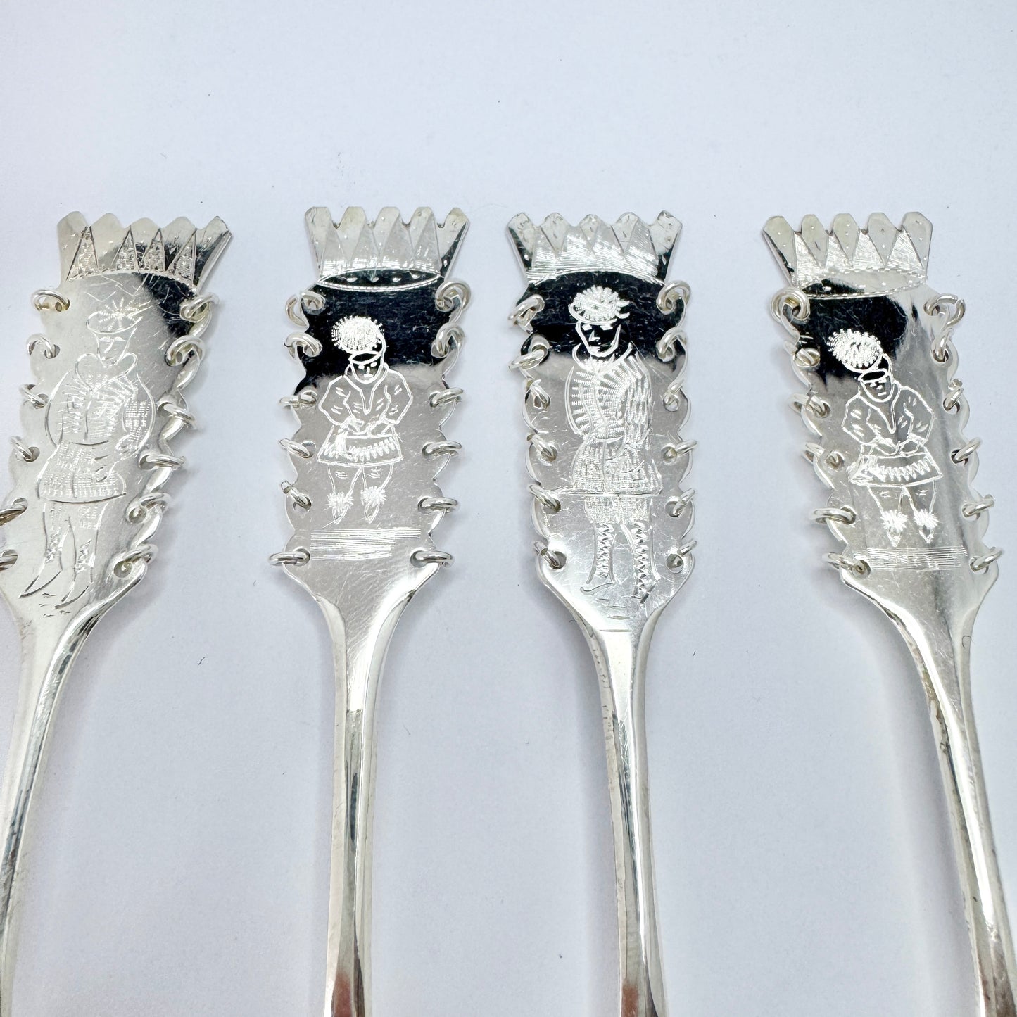 Sweden. Vintage Solid Silver Sami / Laplander Traditional "Fika" Spoons.