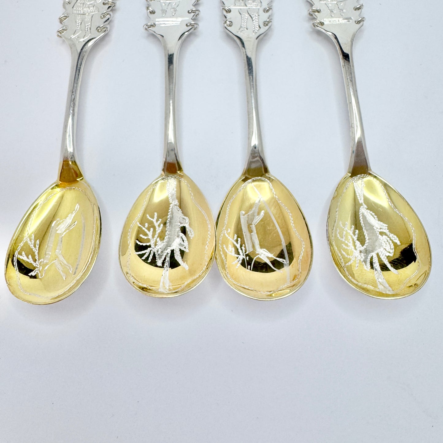 Sweden. Vintage Solid Silver Sami / Laplander Traditional "Fika" Spoons.