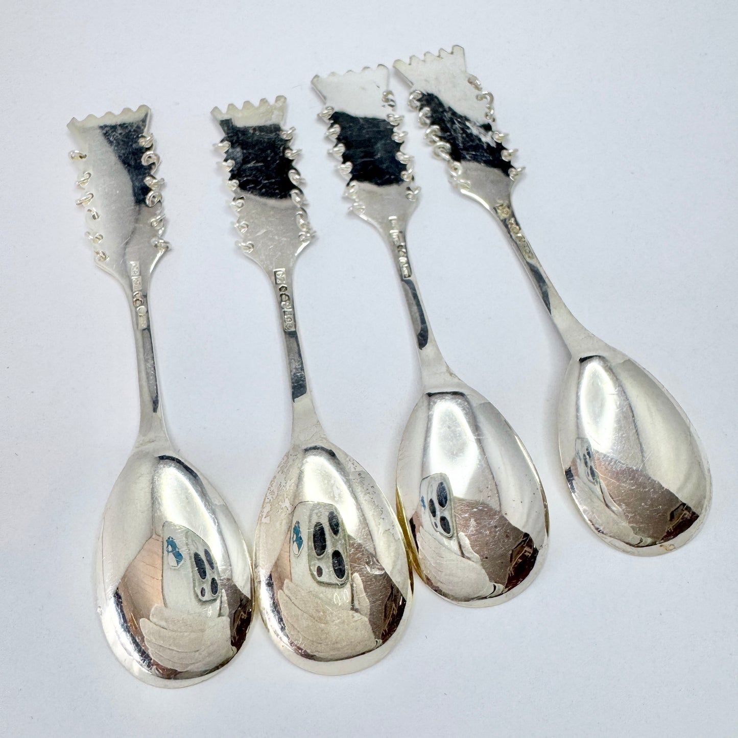 Sweden. Vintage Solid Silver Sami / Laplander Traditional "Fika" Spoons.