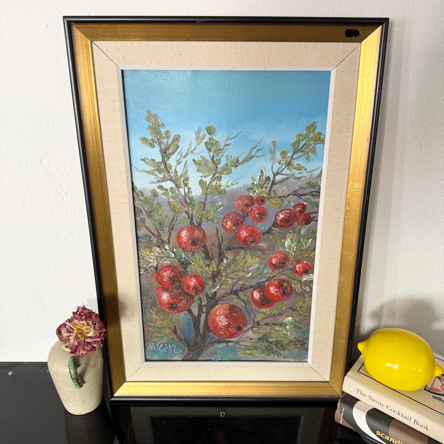 Winter Apples. Vintage Swedish Oil Painting.