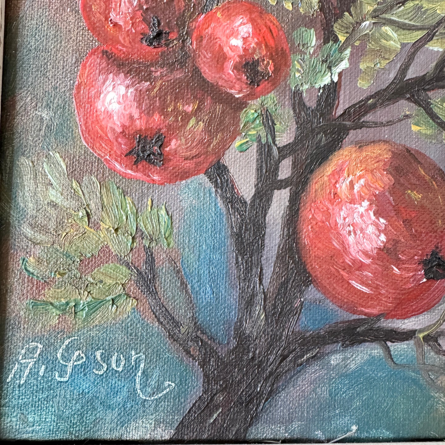 Winter Apples. Vintage Swedish Oil Painting.