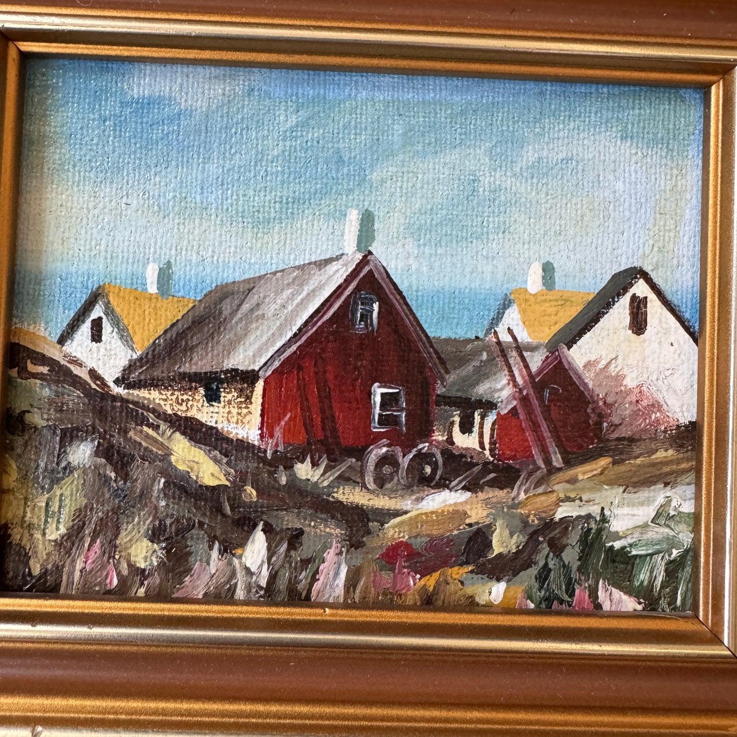 Swedish Landscape. 4 Vintage Miniature Oil Paintings.