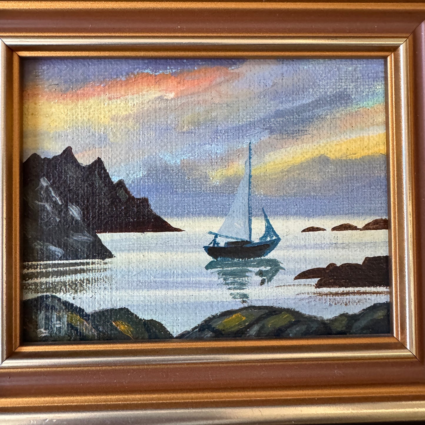 Swedish Landscape. 4 Vintage Miniature Oil Paintings.