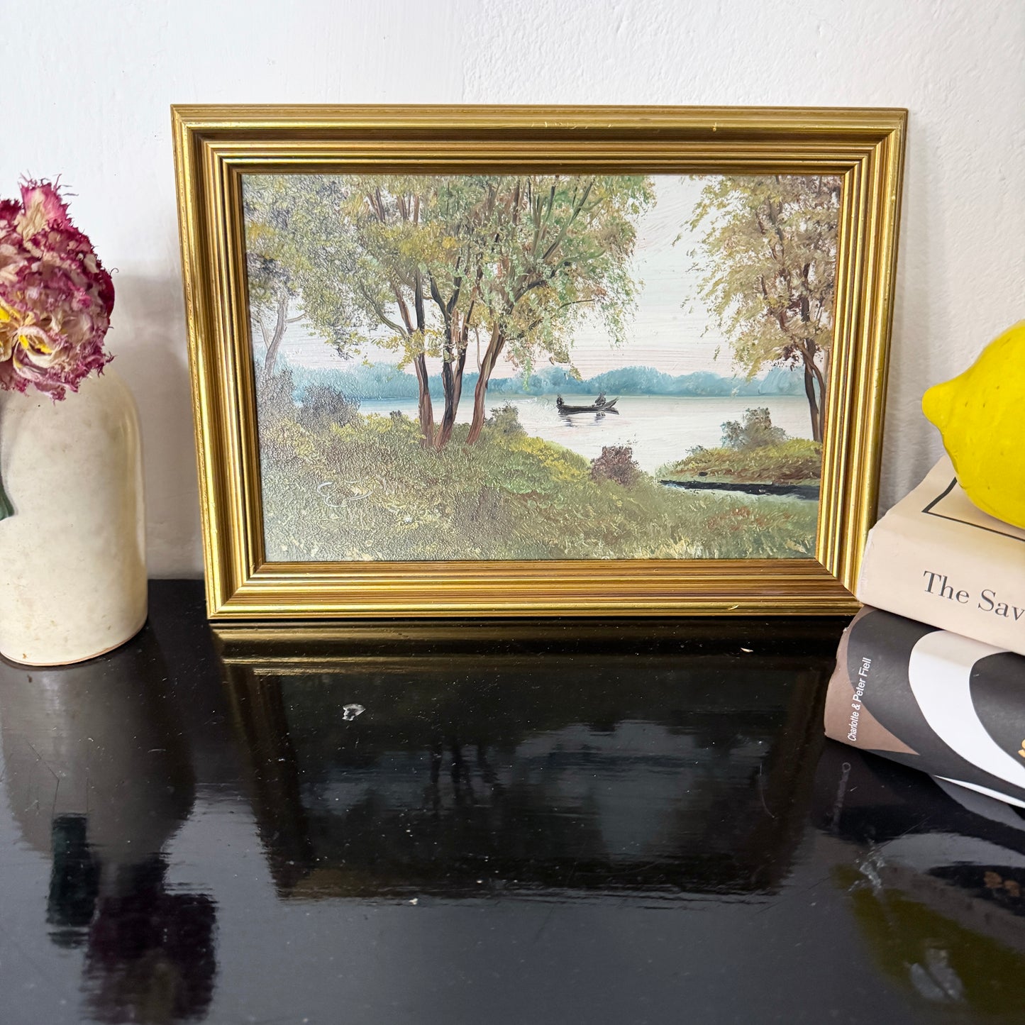 Whispers on the Water. Vintage Swedish Oil Painting