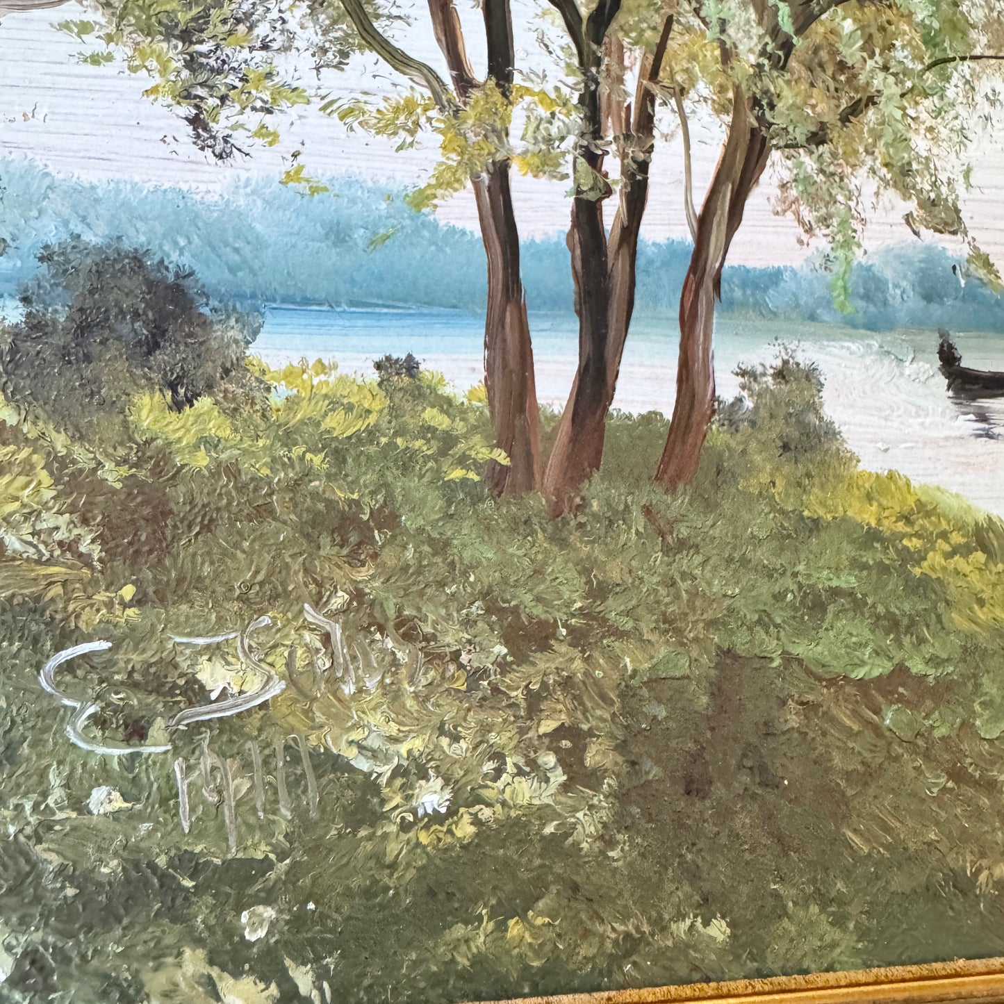 Whispers on the Water. Vintage Swedish Oil Painting