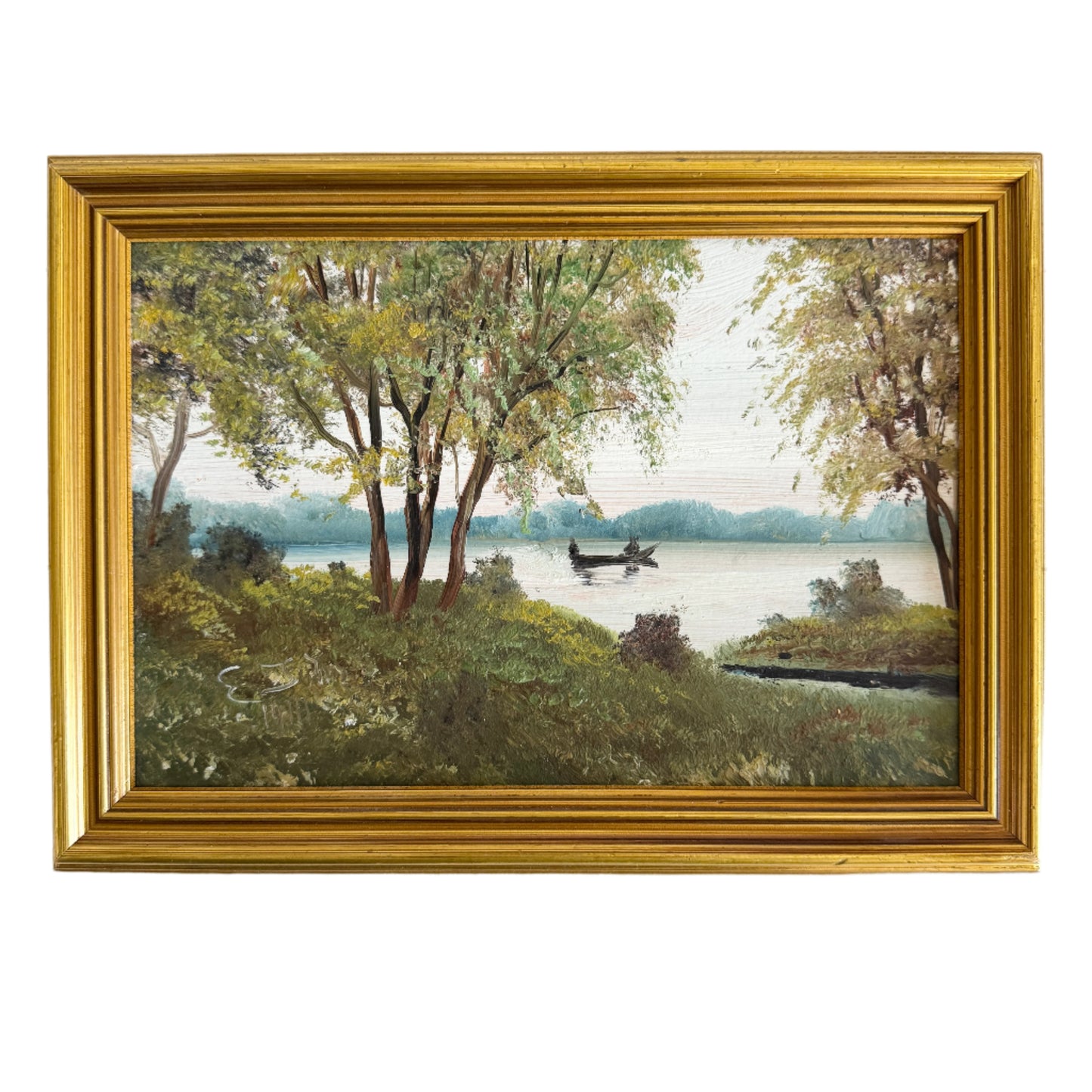 Whispers on the Water. Vintage Swedish Oil Painting