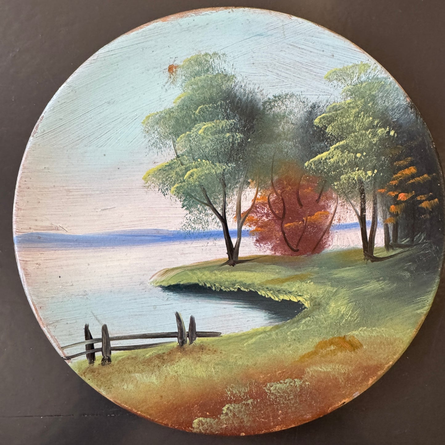 Sweden c 1910s. Two Antique Folk Art Hand-painted Wood Wall Plates