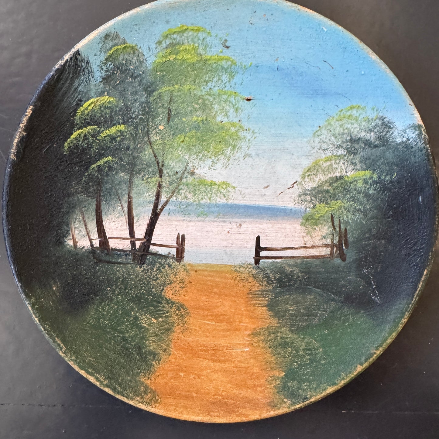 Sweden c 1910s. Two Antique Folk Art Hand-painted Wood Wall Plates