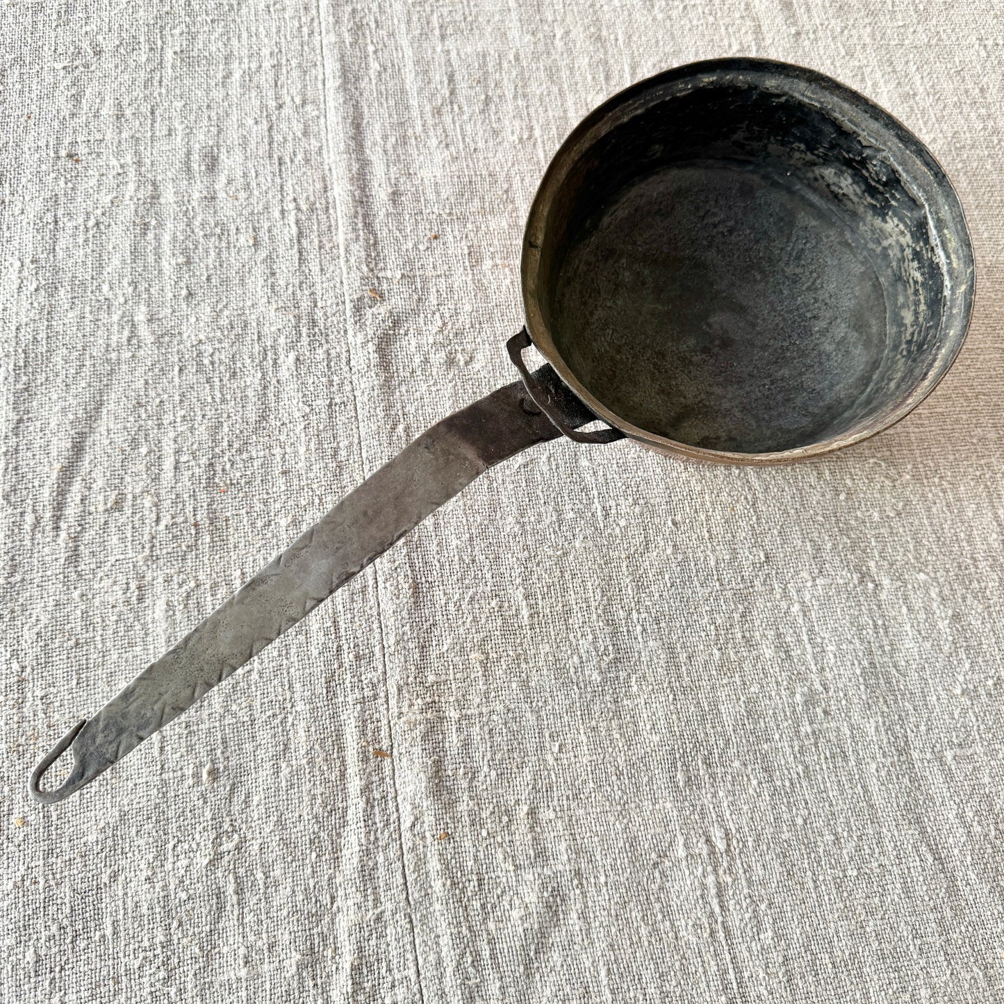Sweden ca year 1800. Decorative Antique Copper Sauté Pan.