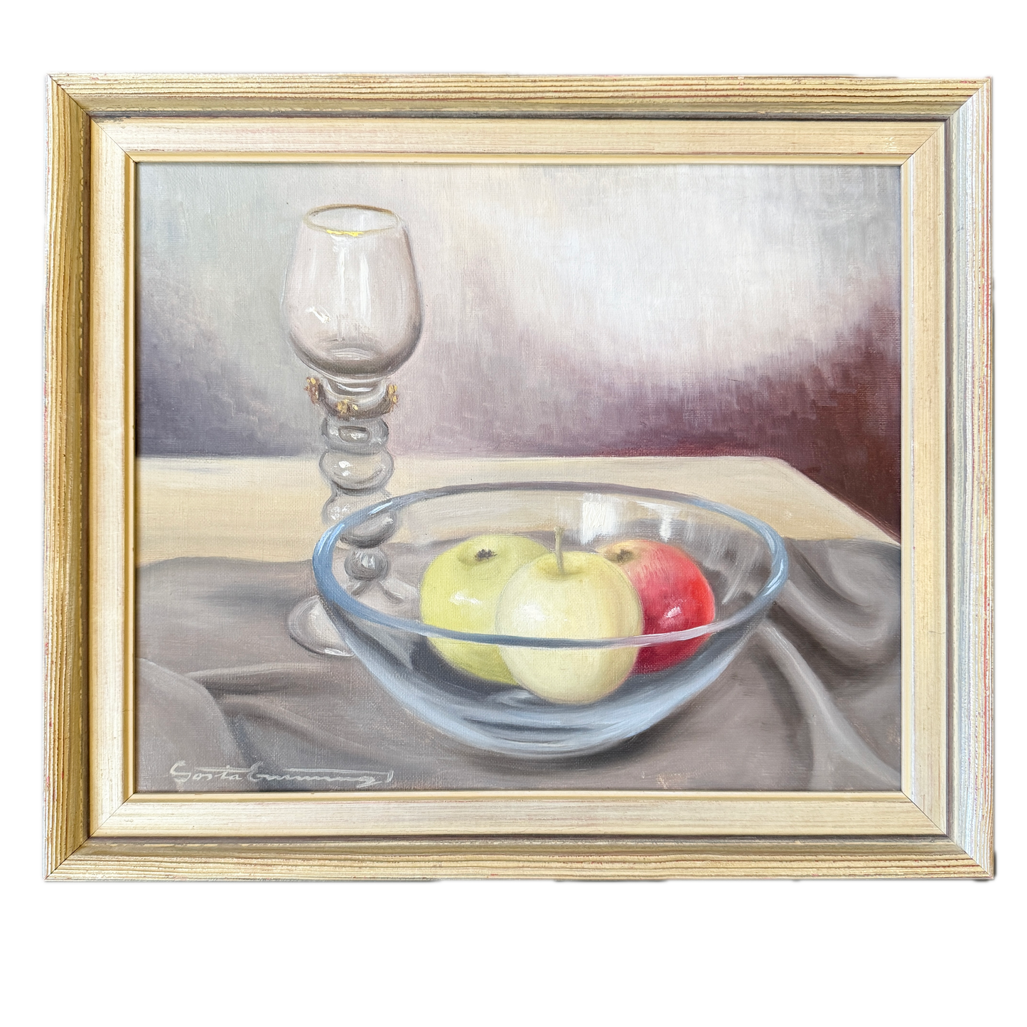 Threefold. Vintage Swedish Still Life Oil Painting.