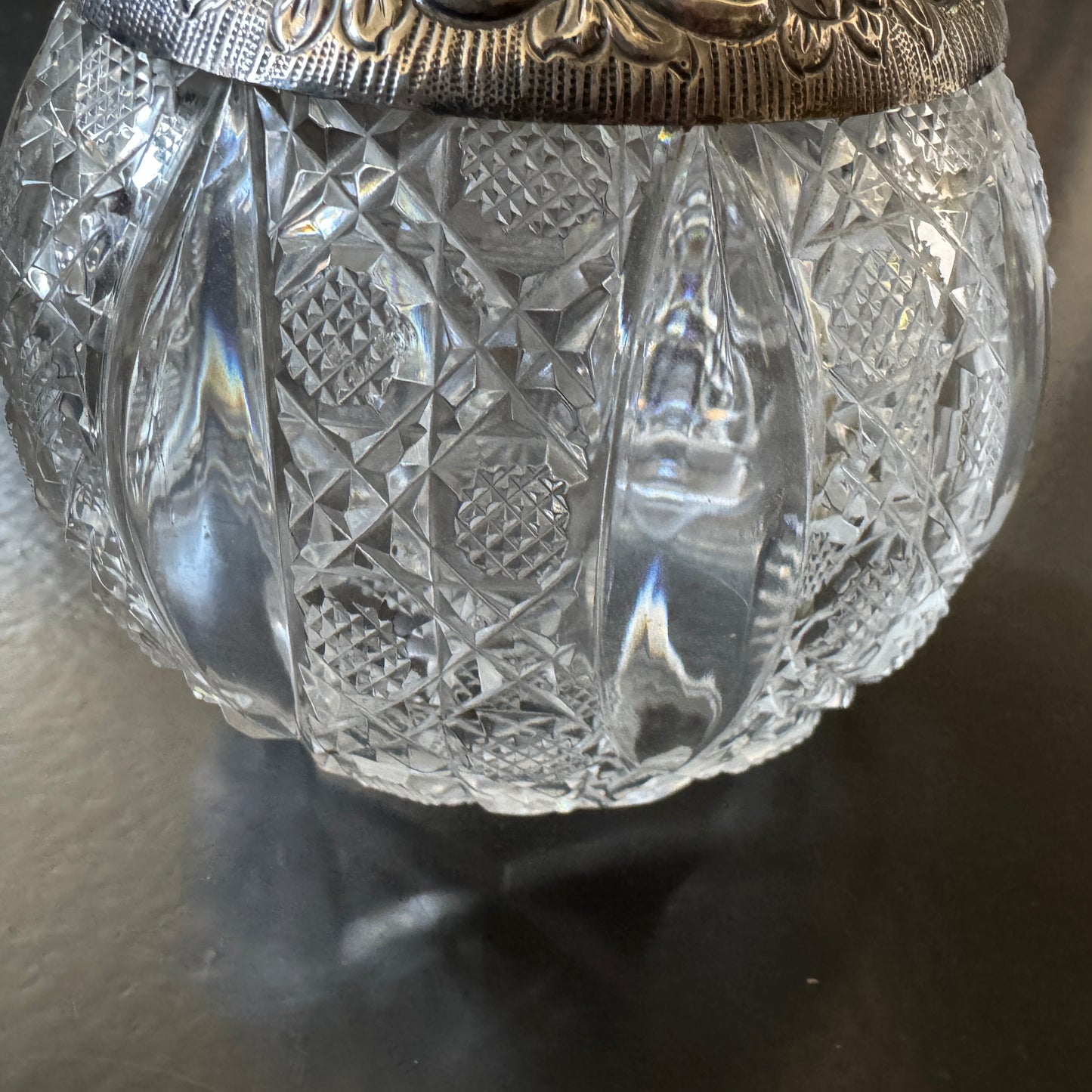 William Hutton & Sons Ltd. Birmingham. Large Antique Sterling Cut Glass Perfume Bottle