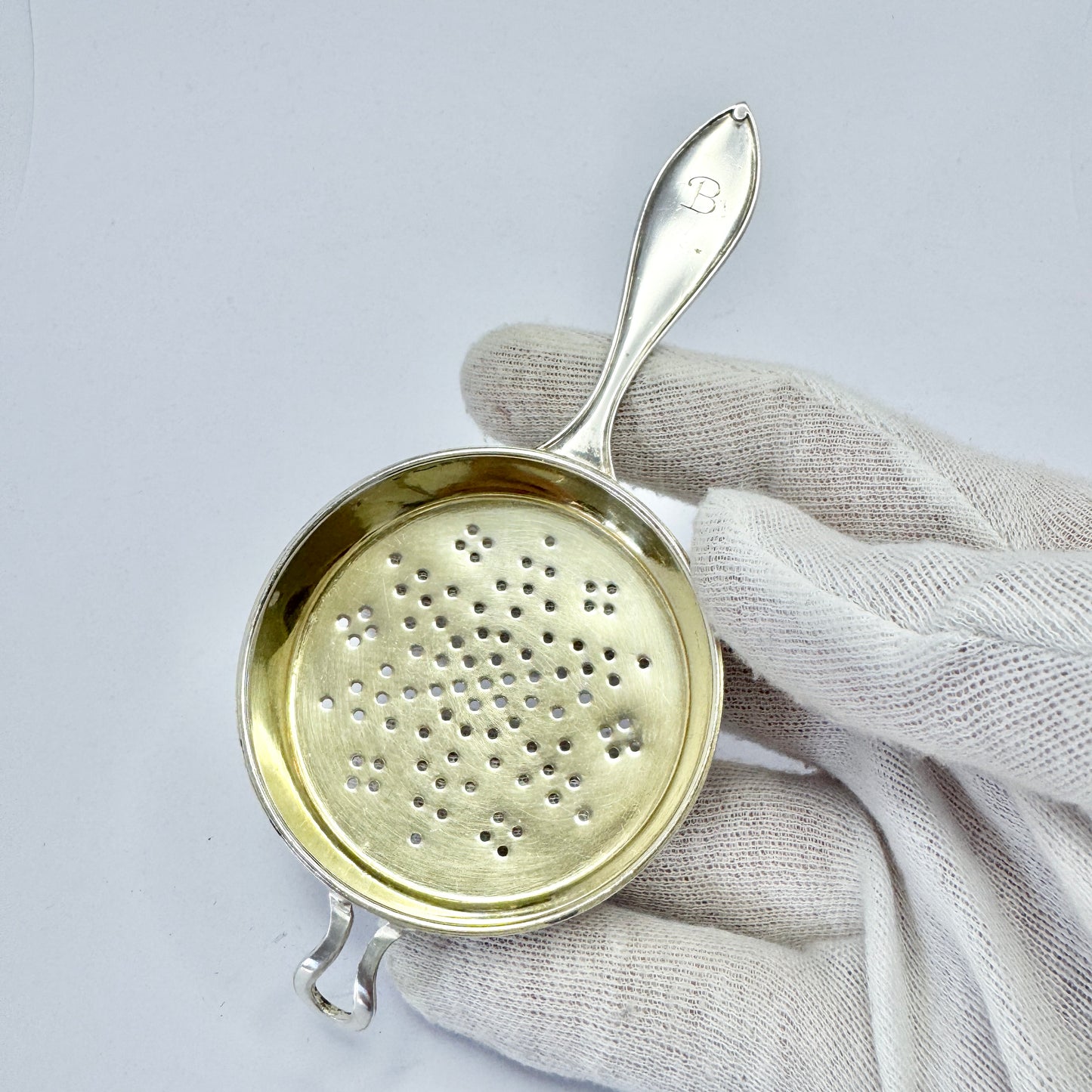 Sweden year 1924. Antique Art Deco Solid Silver Tea Strainer.
