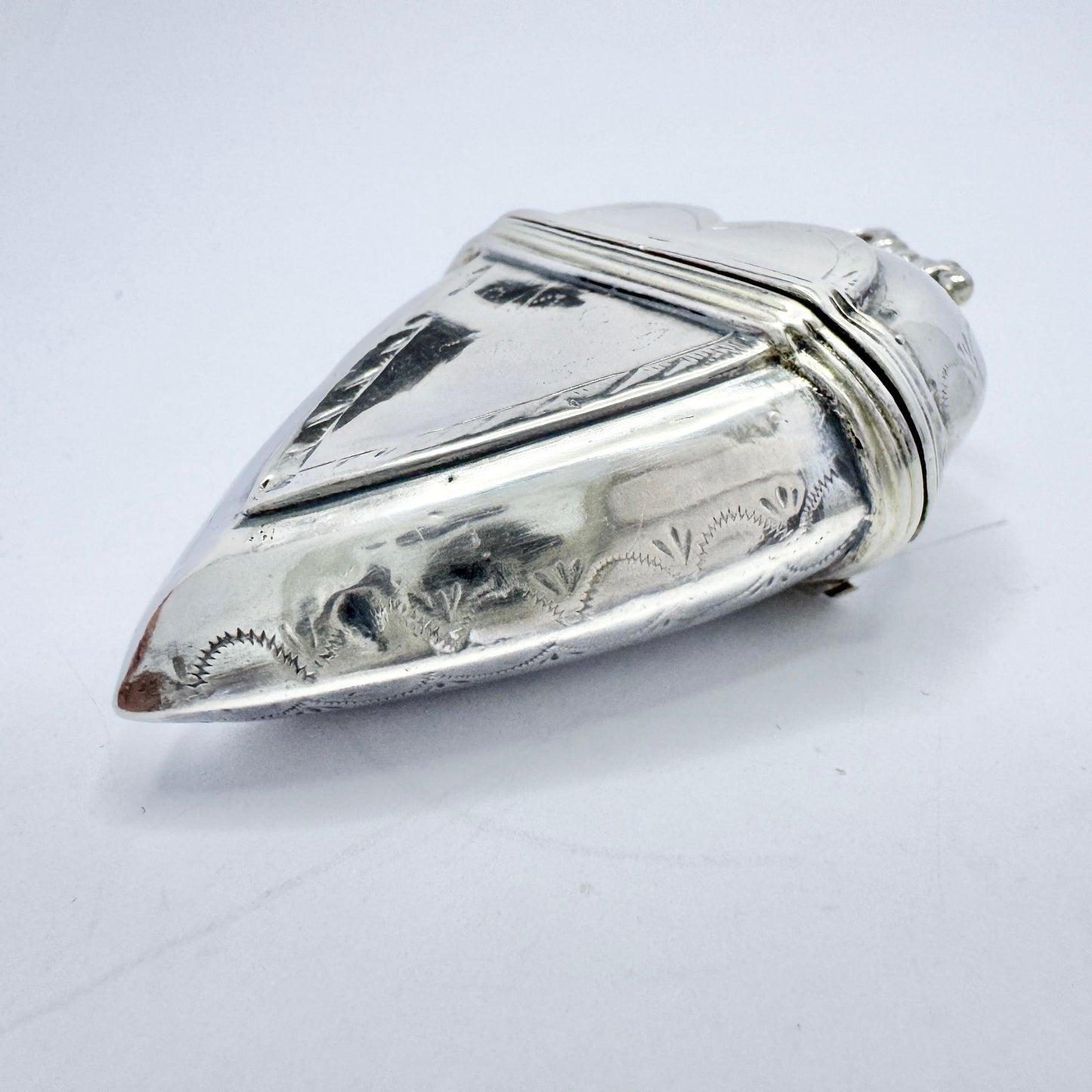 Denmark 1805. Antique Georgian Crowned Heart Silver Vinaigrette Fiancée Gift.