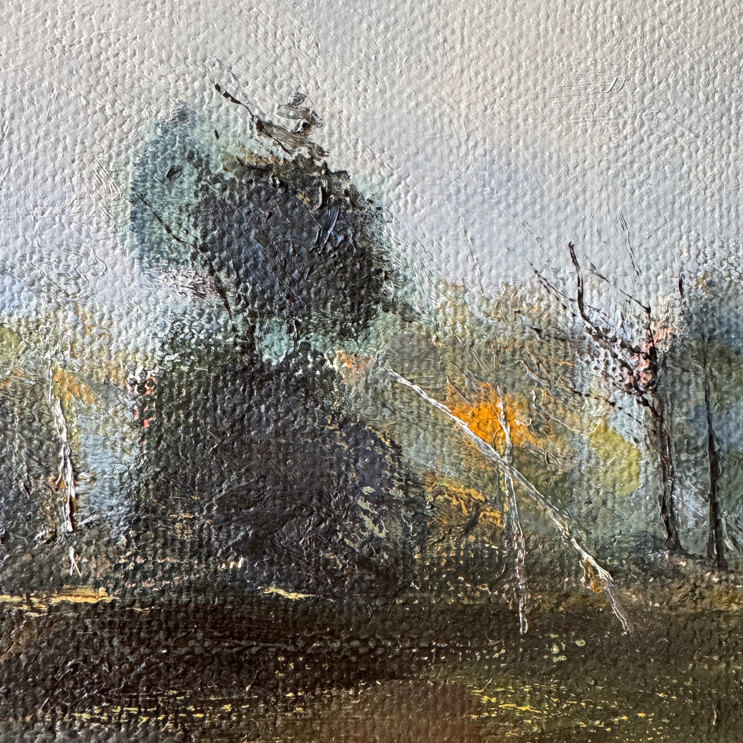 Trees. Vintage Scandinavian Oil Painting.