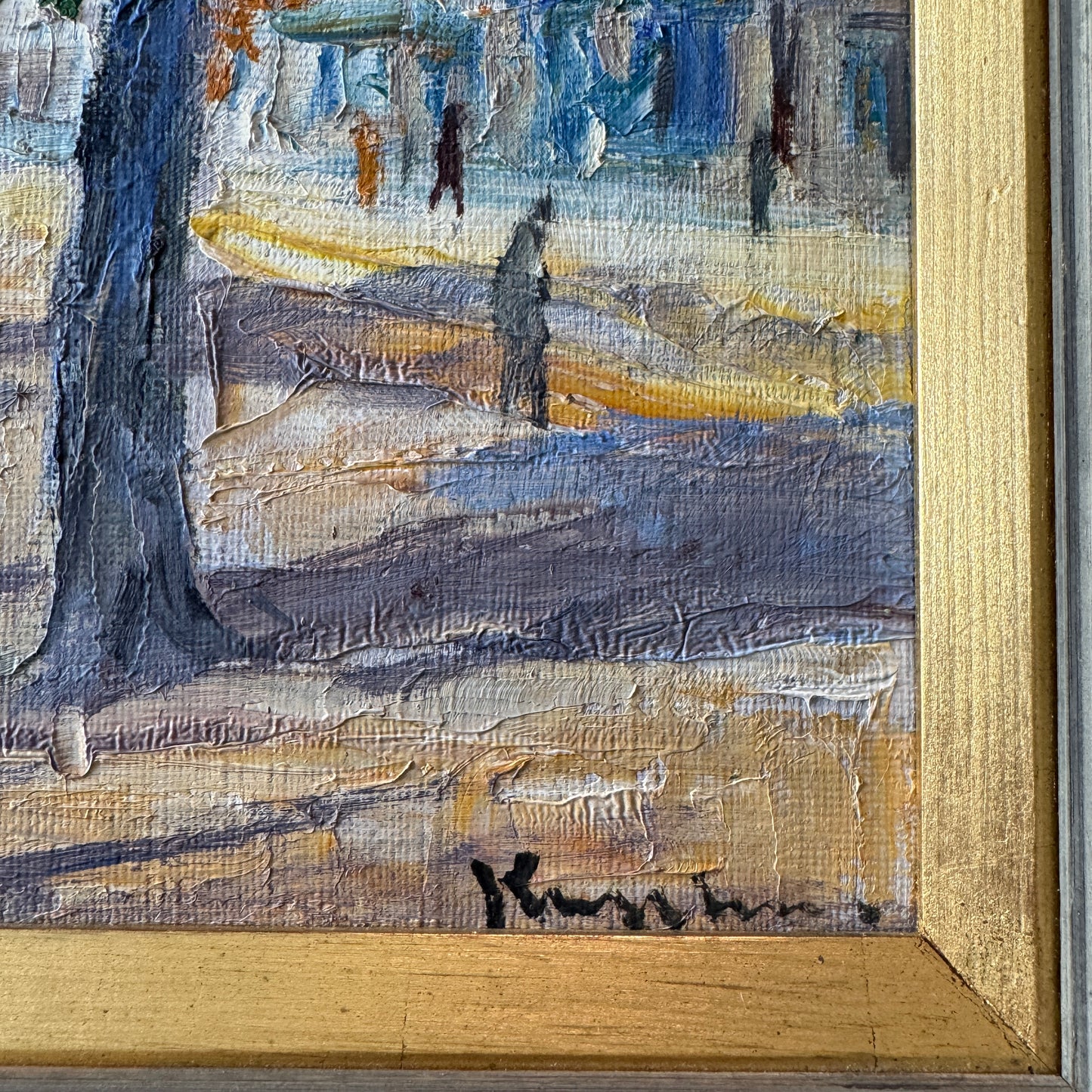 The Lady in Red 1956. Vintage Oil Painting.