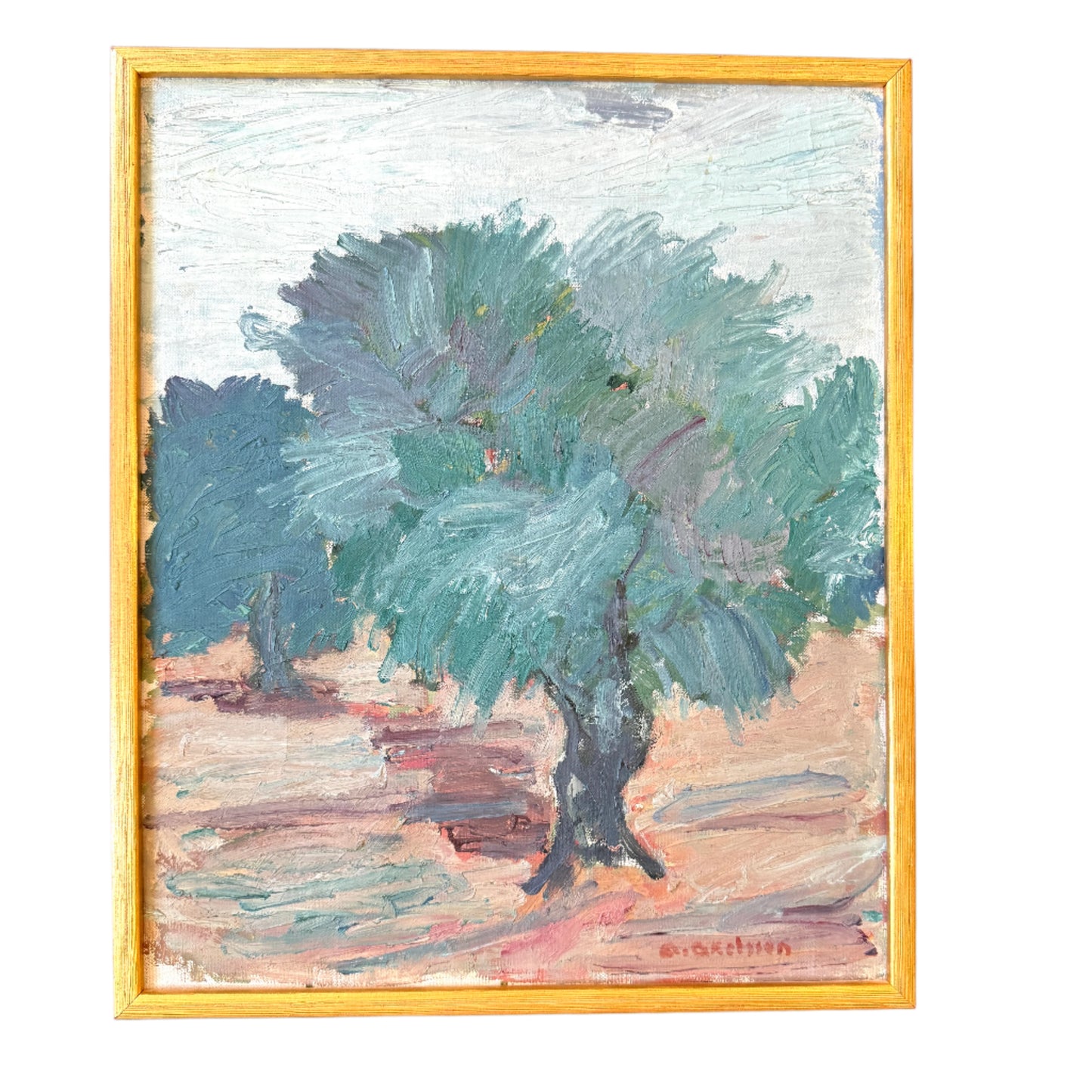 Olive Tree in Palamós. Vintage Oil Painting.