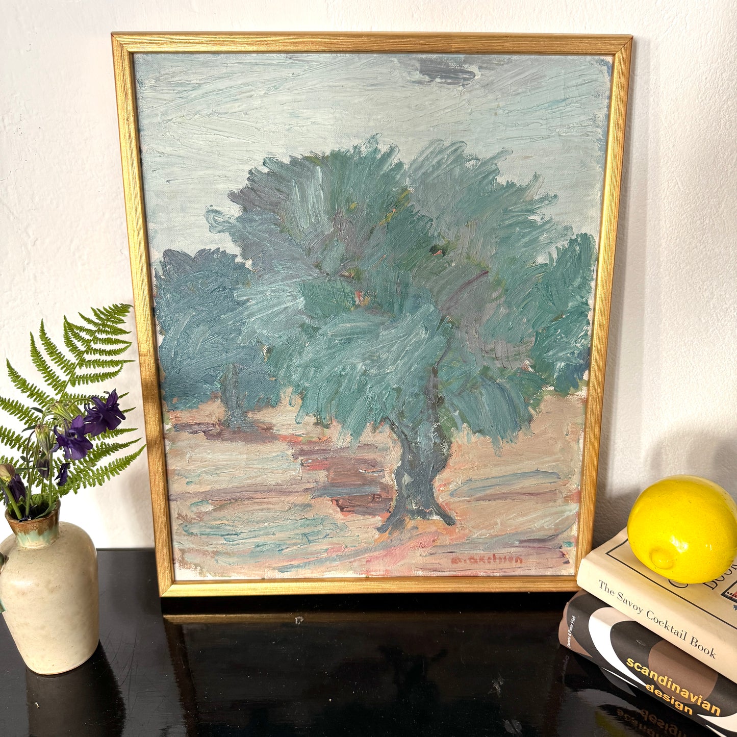 Olive Tree in Palamós. Vintage Oil Painting.