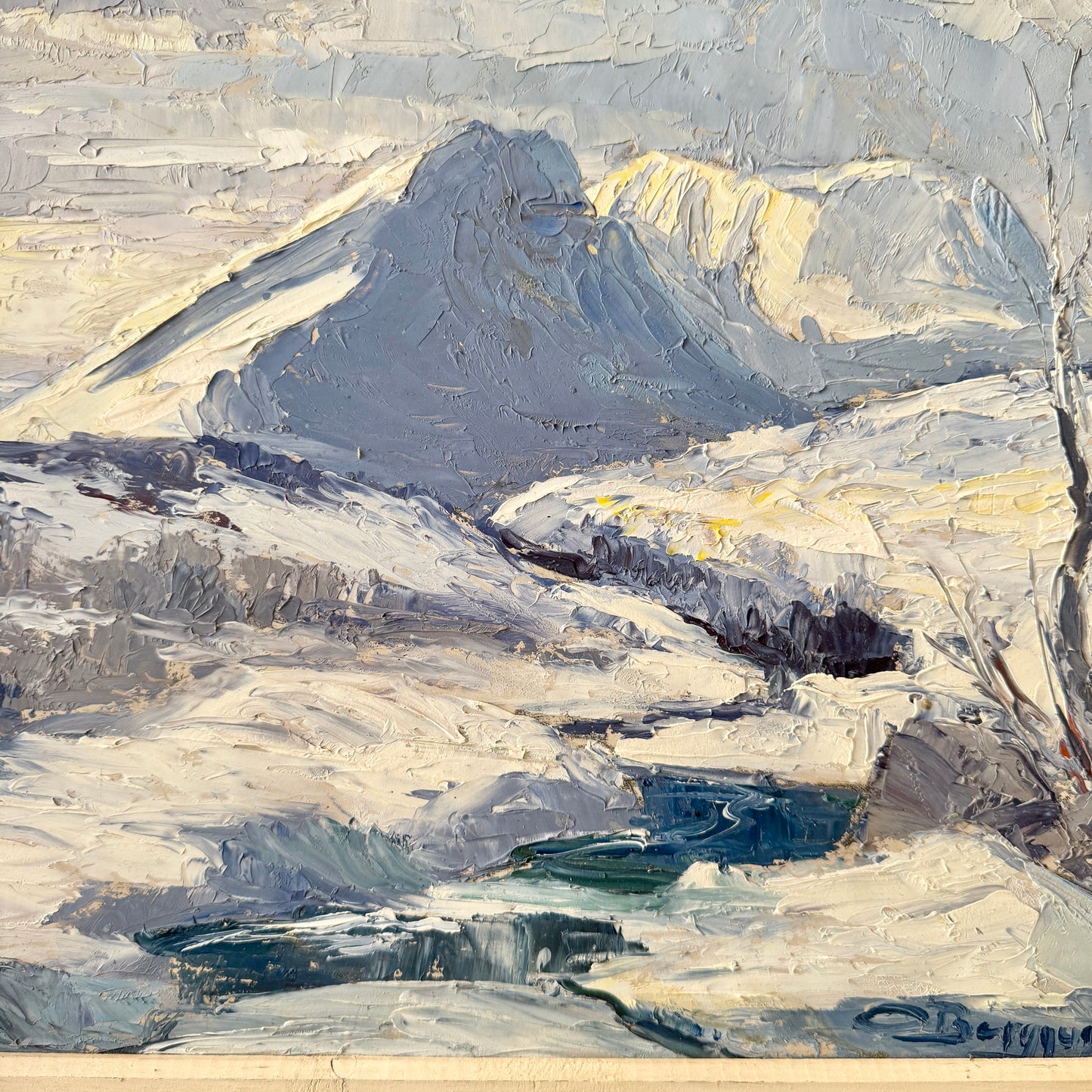 Lapponia 1954. Vintage Swedish Oil Painting.