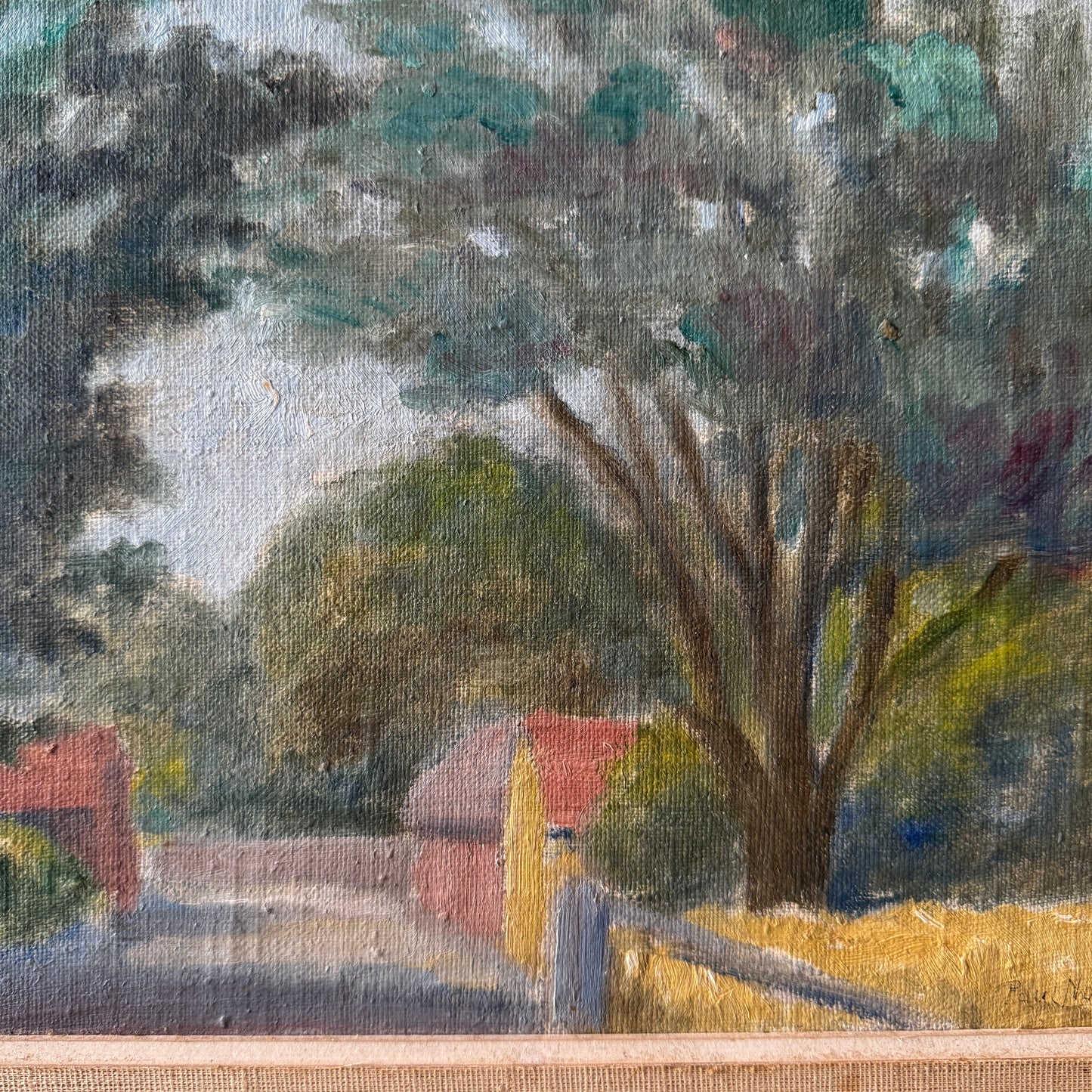 Öland Village Path. Vintage Swedish Oil Painting.