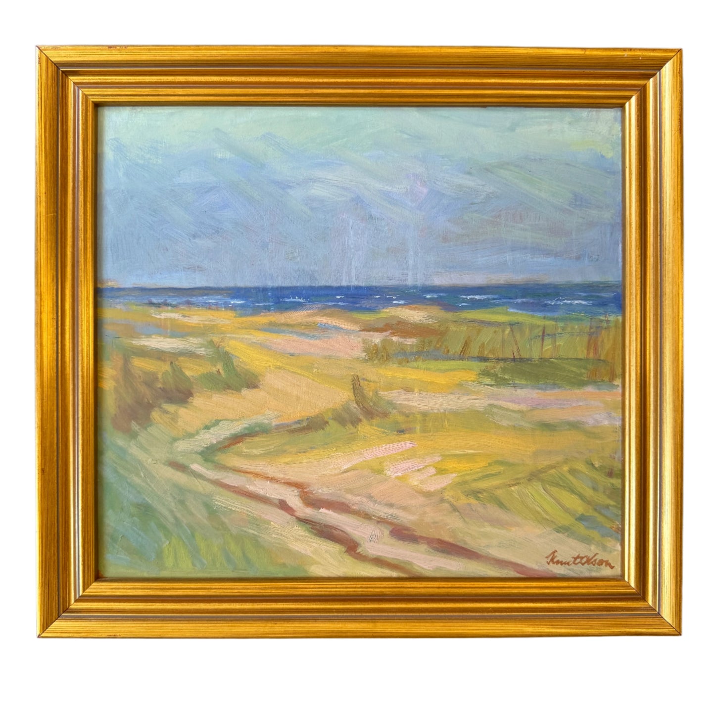 Light Over Danish Dunes. Vintage Oil Painting.