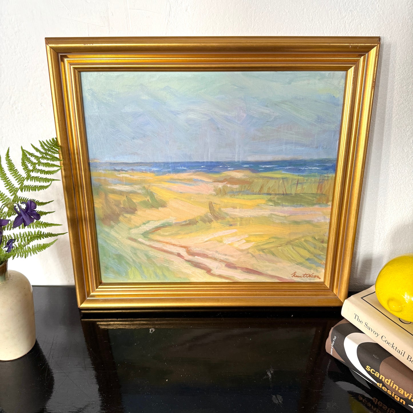 Light Over Danish Dunes. Vintage Oil Painting.