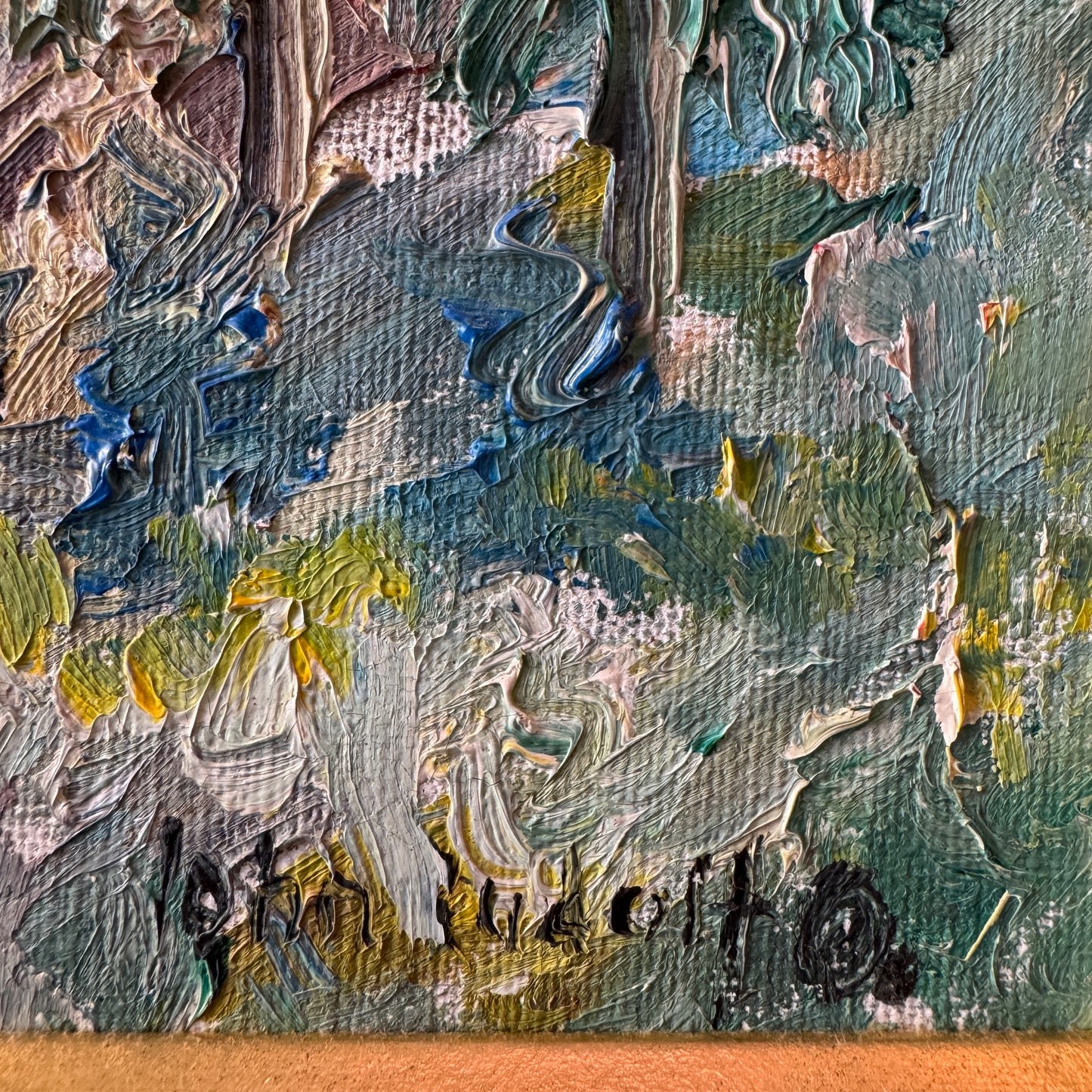 Four Fir Trees. Vintage Swedish Oil Painting