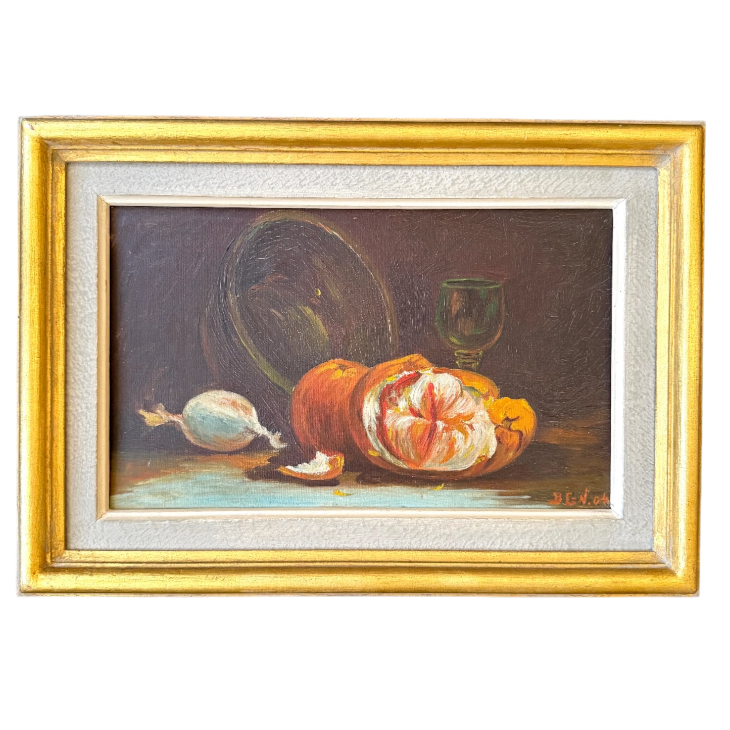 Amber Still Life 1904. Antique Oil Painting.