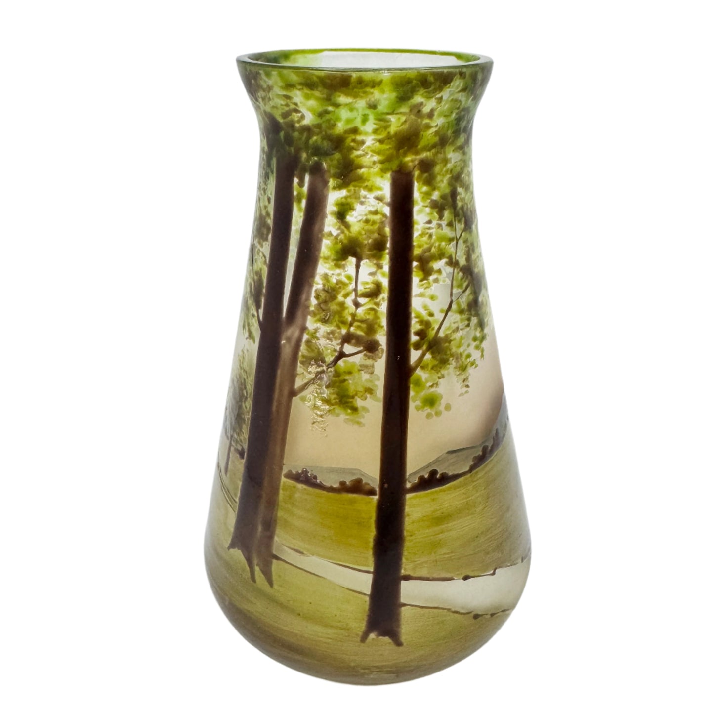 Early 1900s Hand-painted Enameled Glass Vase.