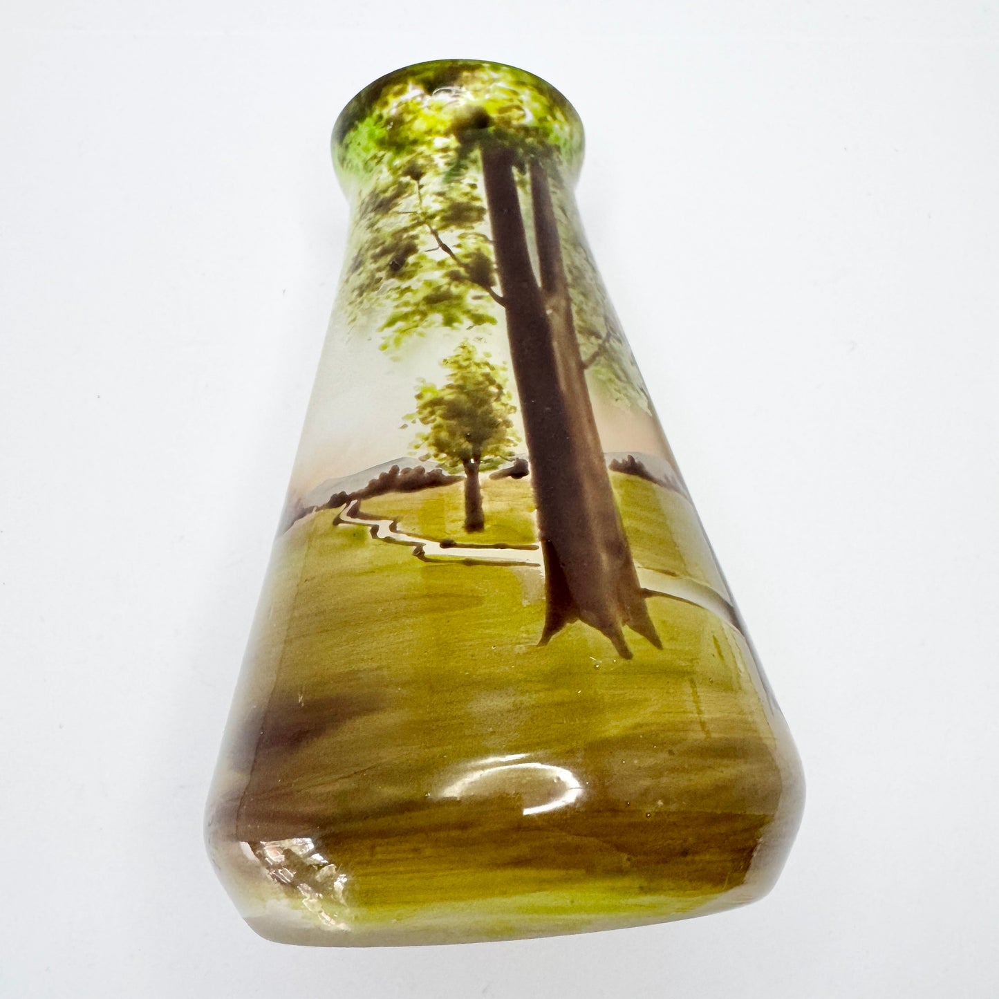 Early 1900s Hand-painted Enameled Glass Vase.