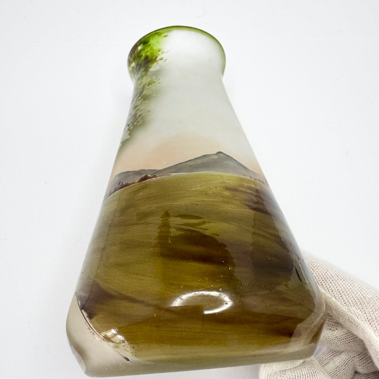 Early 1900s Hand-painted Enameled Glass Vase.