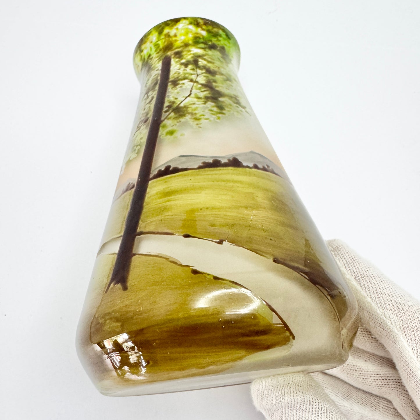 Early 1900s Hand-painted Enameled Glass Vase.