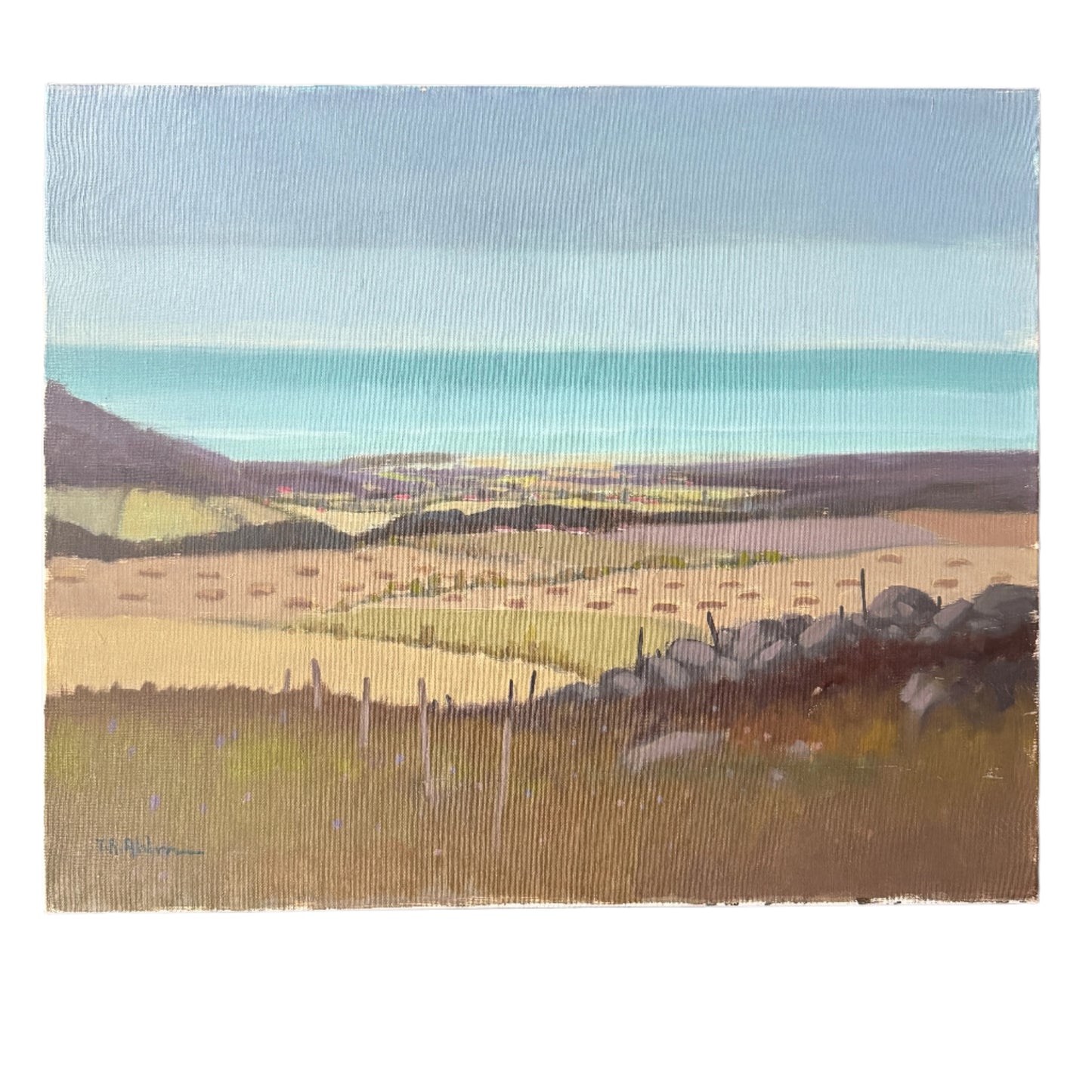 View over Vitemölla, Skåne. Vintage Swedish Oil Painting.