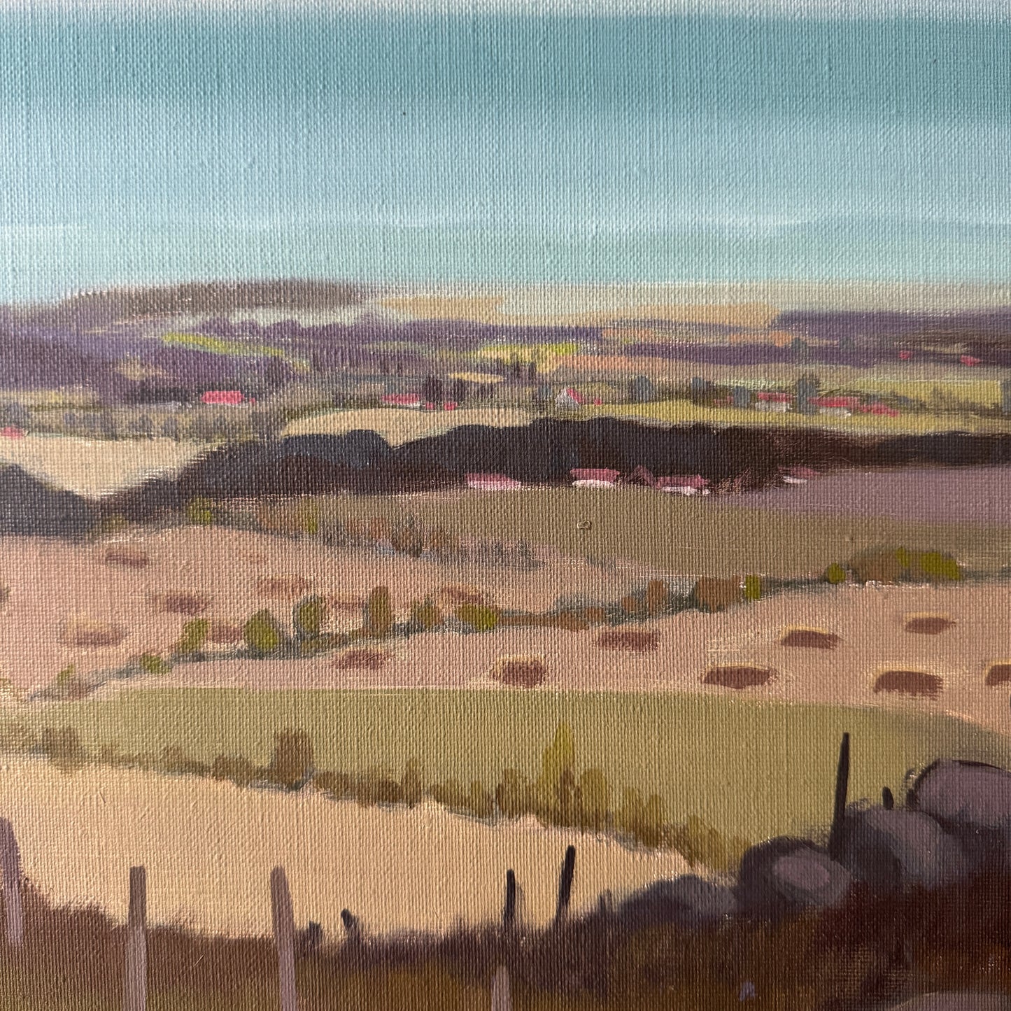 View over Vitemölla, Skåne. Vintage Swedish Oil Painting.