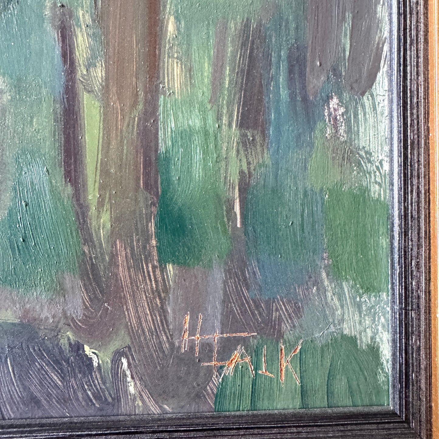 Postwar Shelter. Vintage Oil Painting.