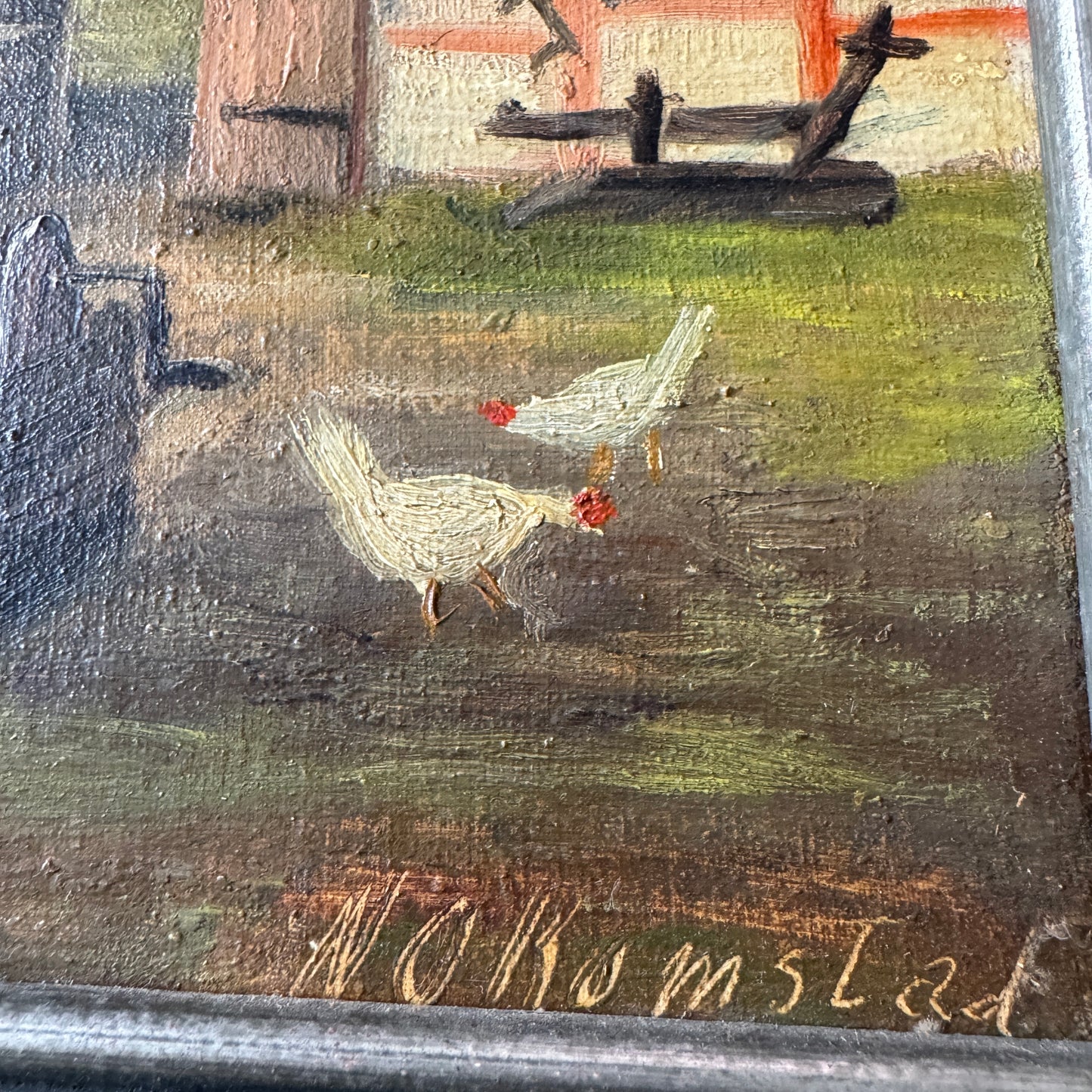 Traditional Skåne Scene. Early 1900s Swedish Oil Painting.