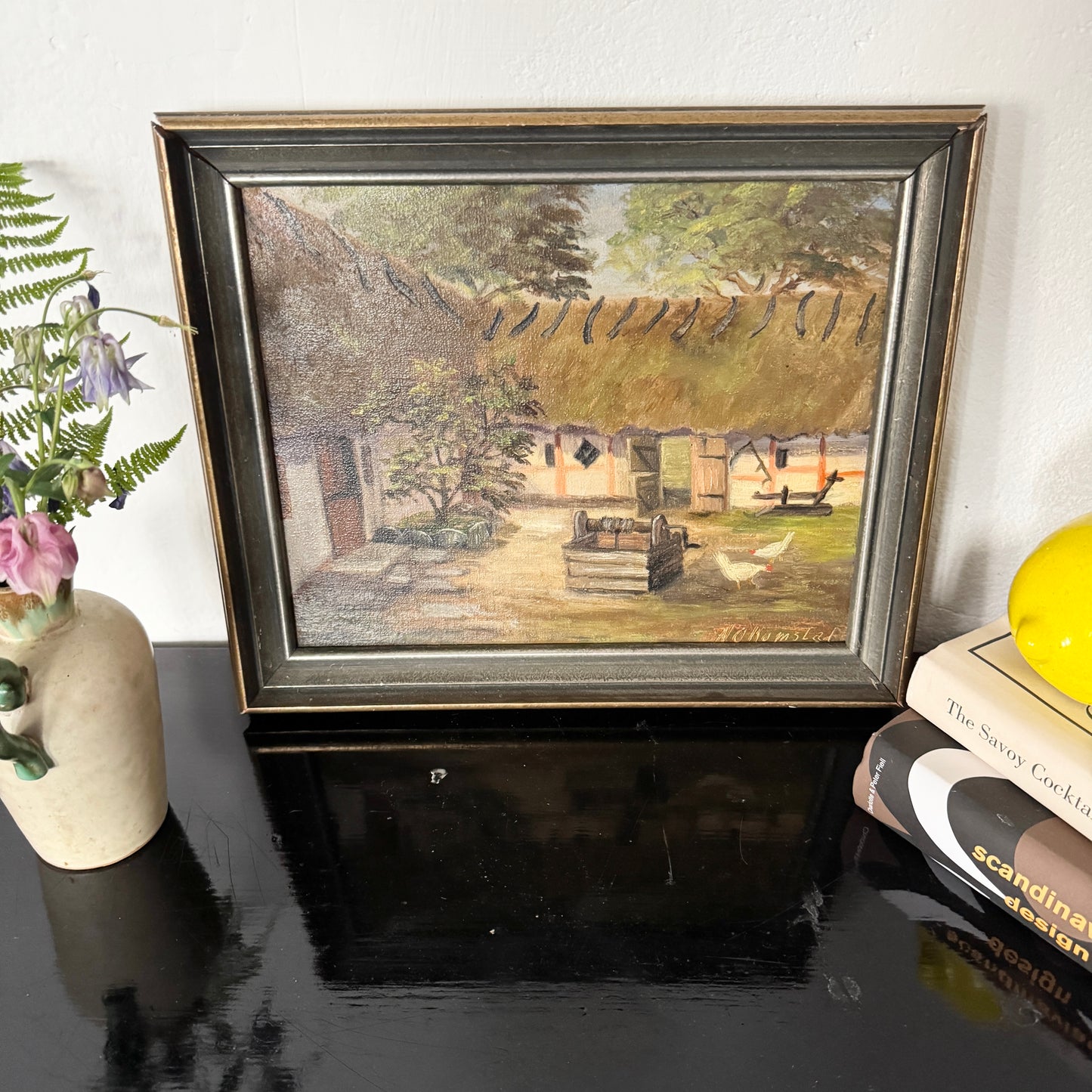 Traditional Skåne Scene. Early 1900s Swedish Oil Painting.