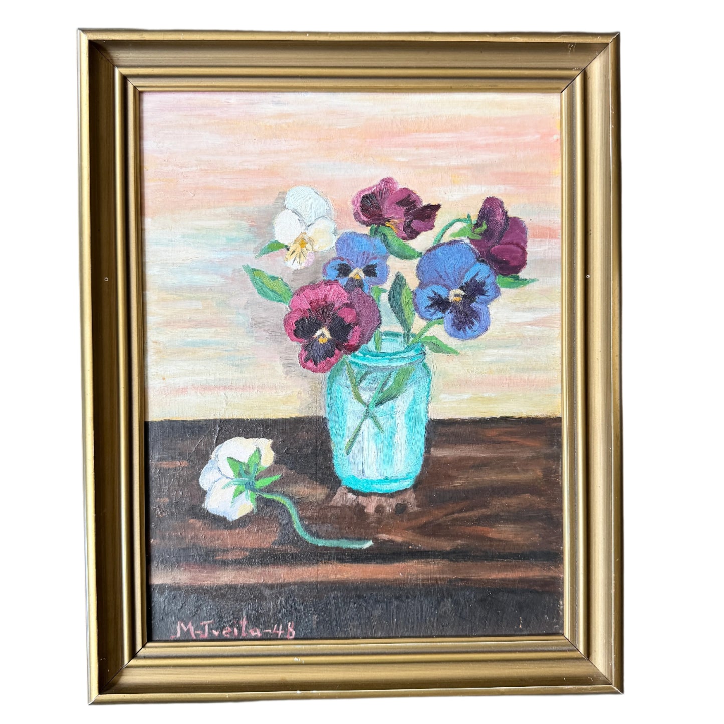 Memory of Spring 1948. Vintage Norwegian Oil Painting