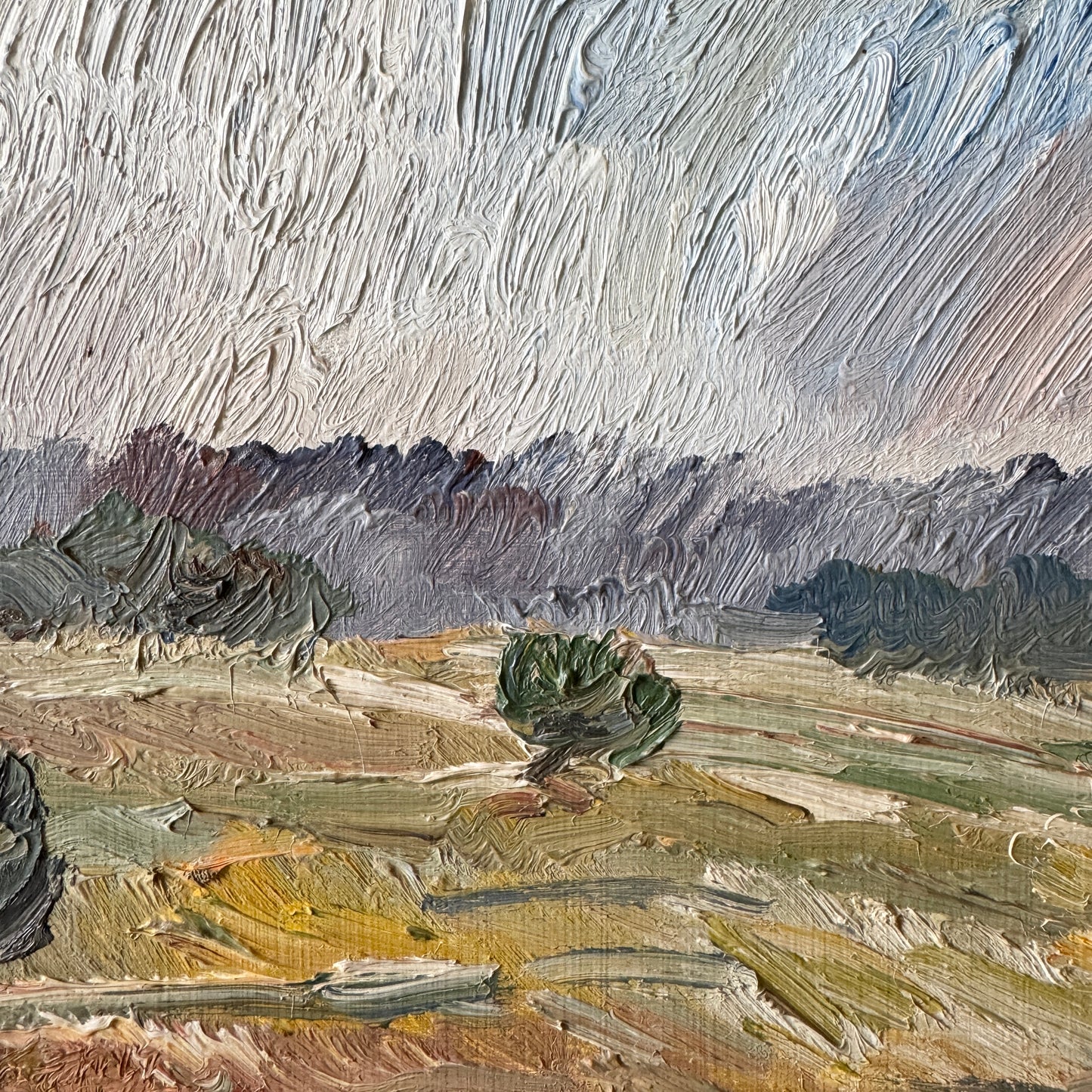 Fields of Gotland 1952. Vintage Swedish Oil Painting.