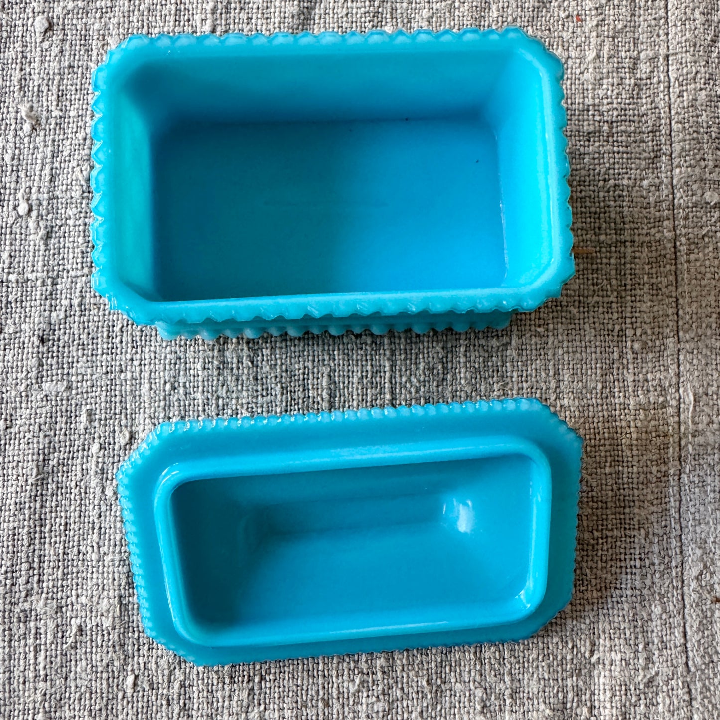 Vintage early-mid 1900s. Blue Opaline Glass Trinket Box.