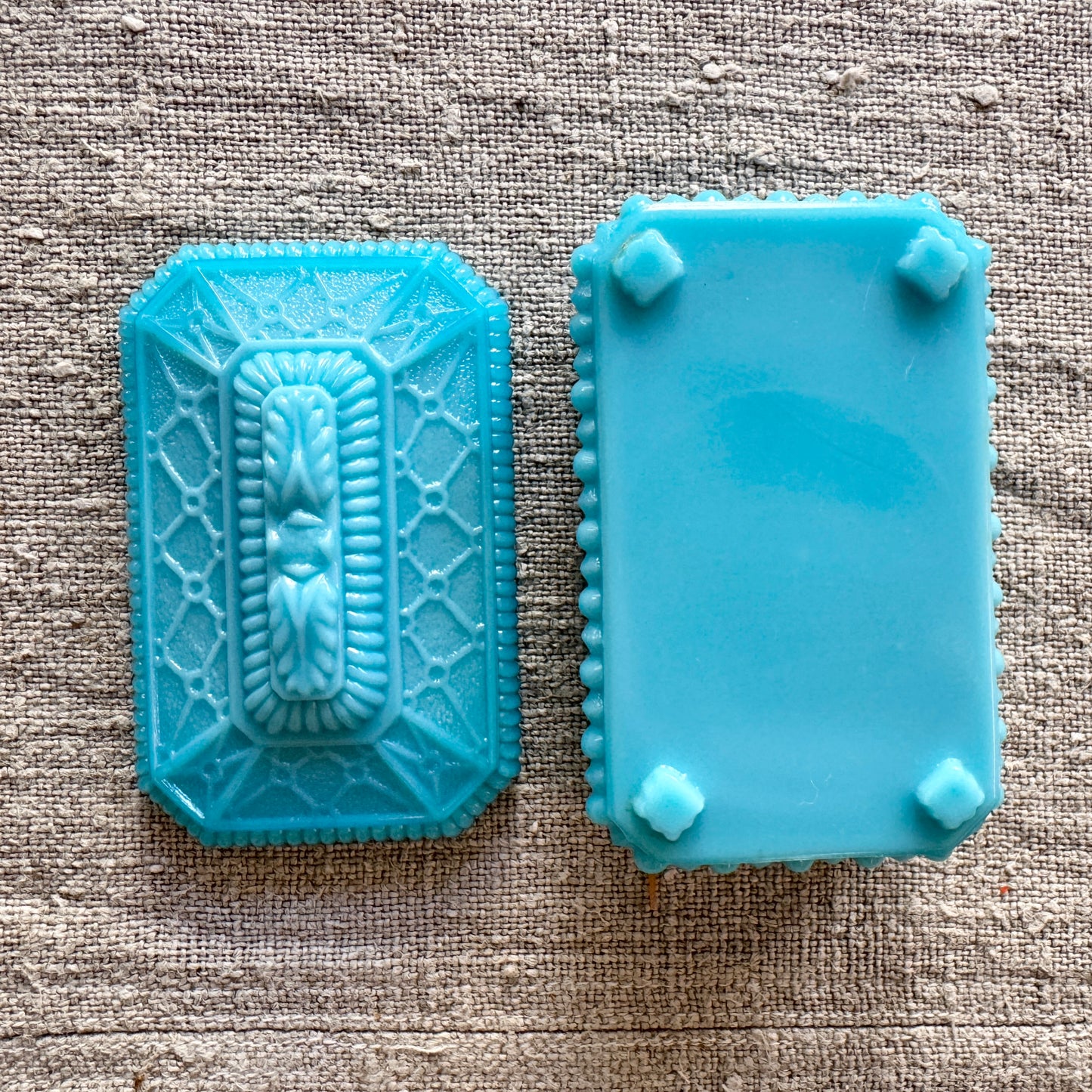Vintage early-mid 1900s. Blue Opaline Glass Trinket Box.