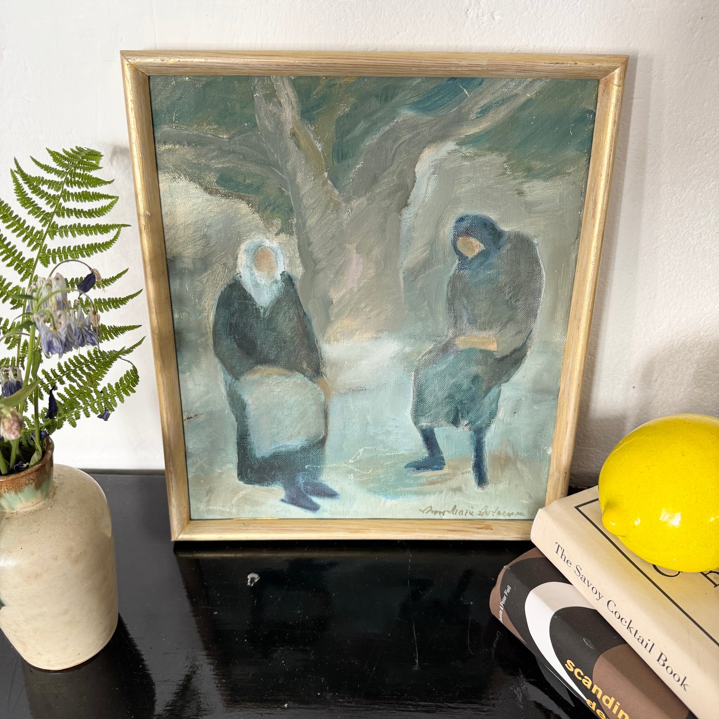 Rest. Vintage Swedish Oil Painting.