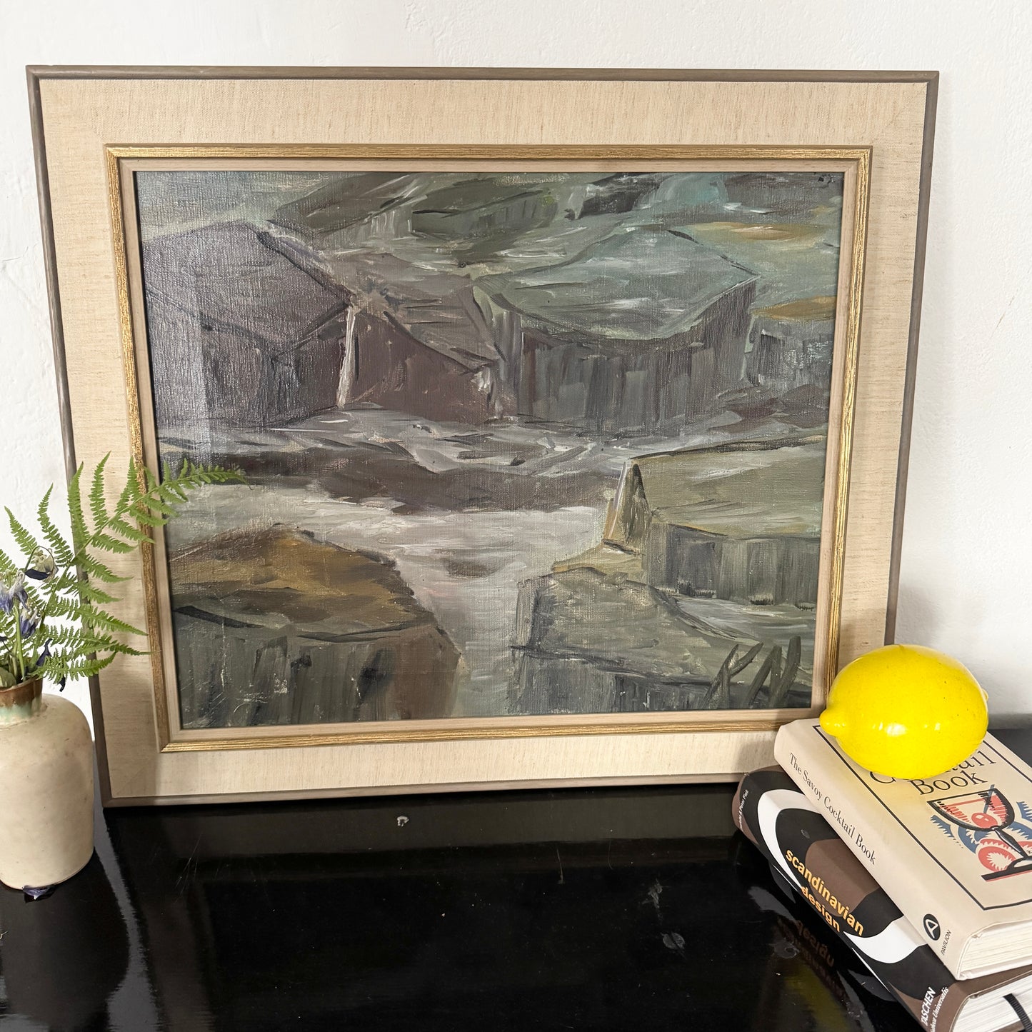 The Quarry 1954. Vintage Swedish Oil Painting.