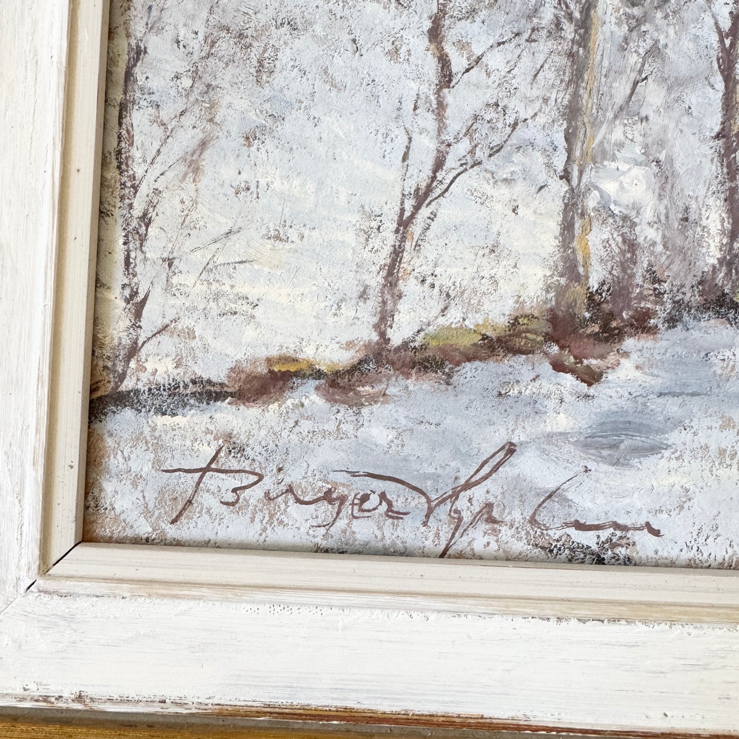 Evening in March, 1969. Vintage Swedish Oil Painting by Birger Hjelm.