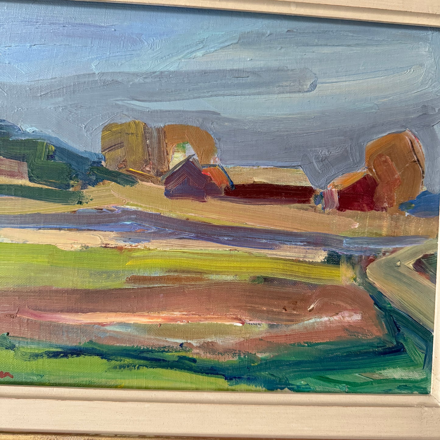 Geometry of the Land. Vintage Swedish Oil Painting by Sven Linder.