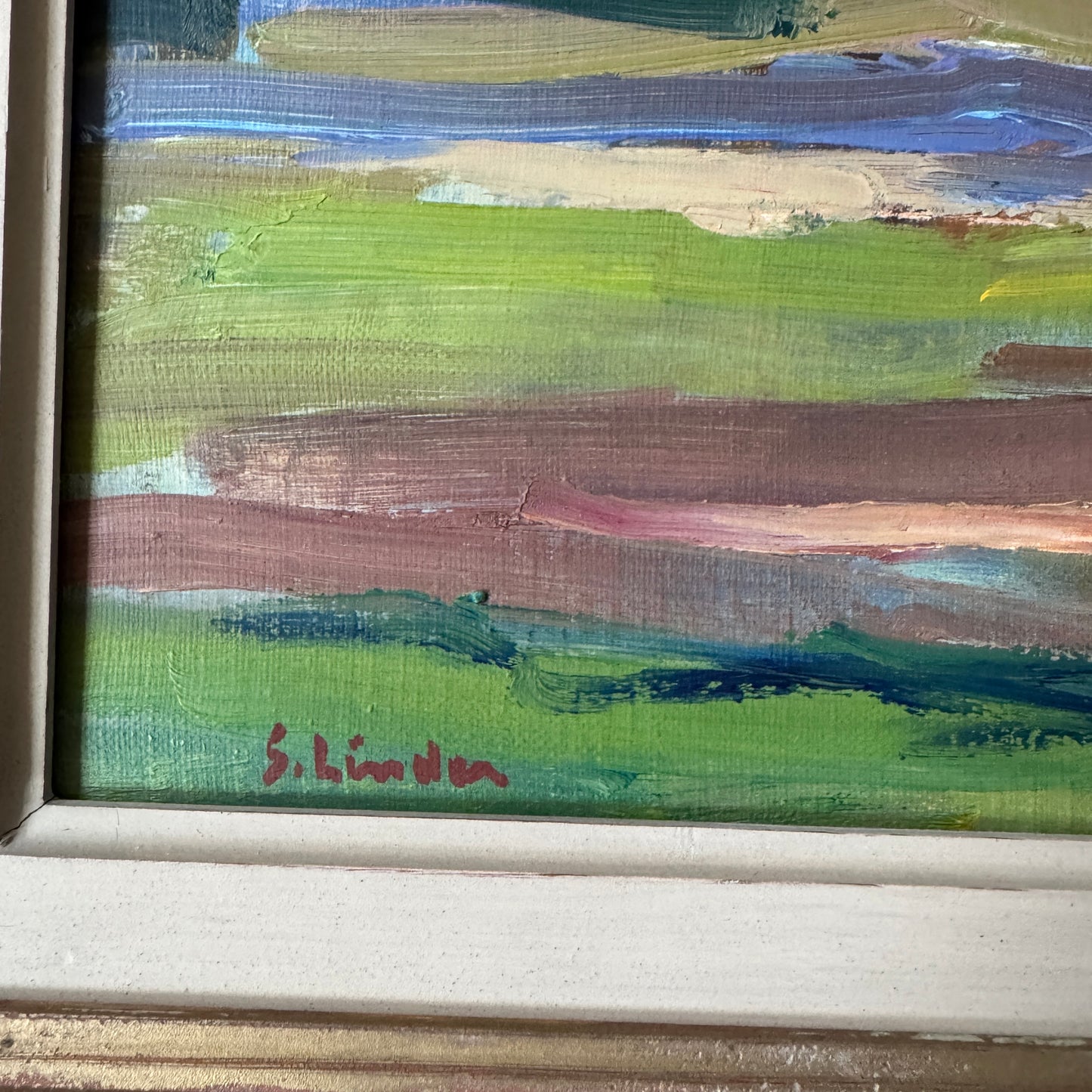 Geometry of the Land. Vintage Swedish Oil Painting by Sven Linder.