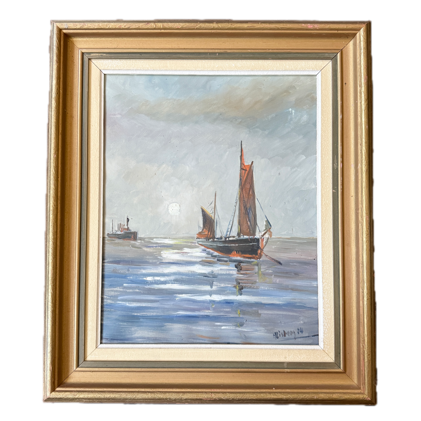 Succession 1954. Vintage Scandinavian Oil Painting.